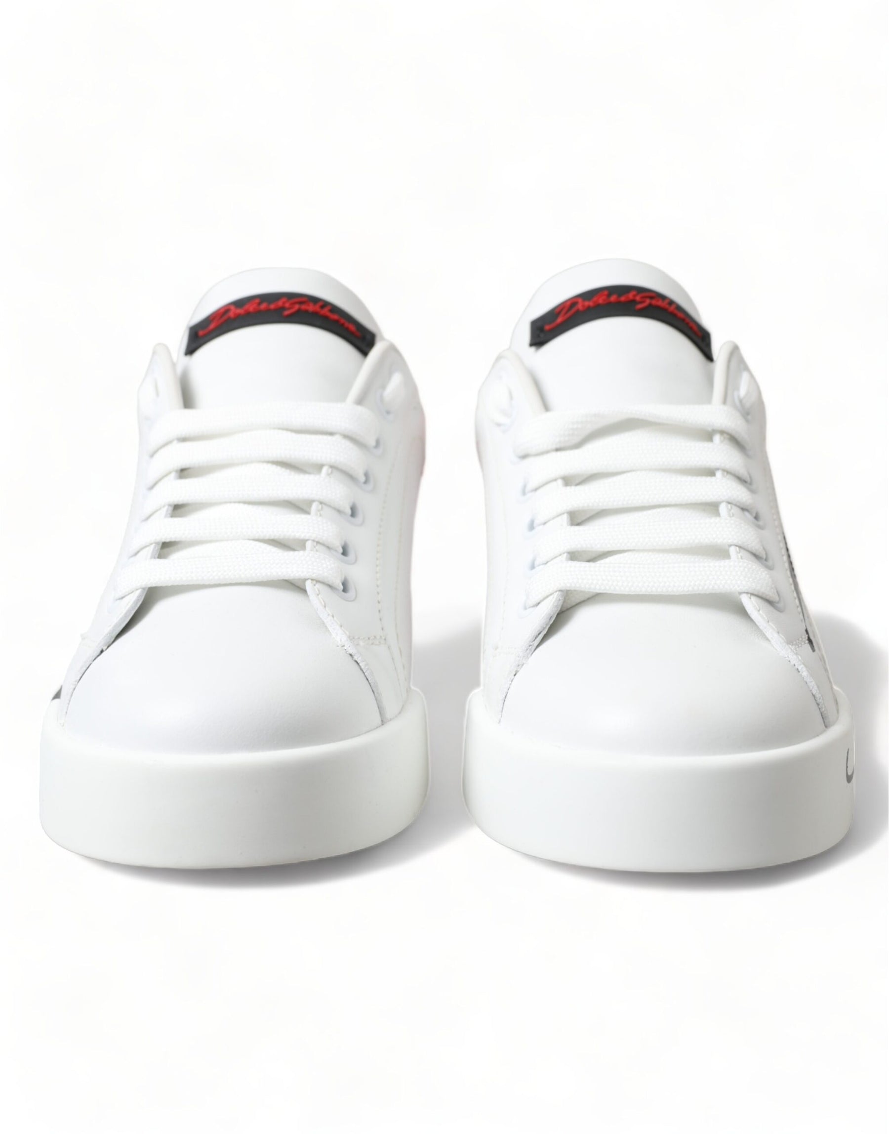 Dolce & Gabbana White Red Lace Up Womens Low Top Sneakers Shoes | Regal Royce