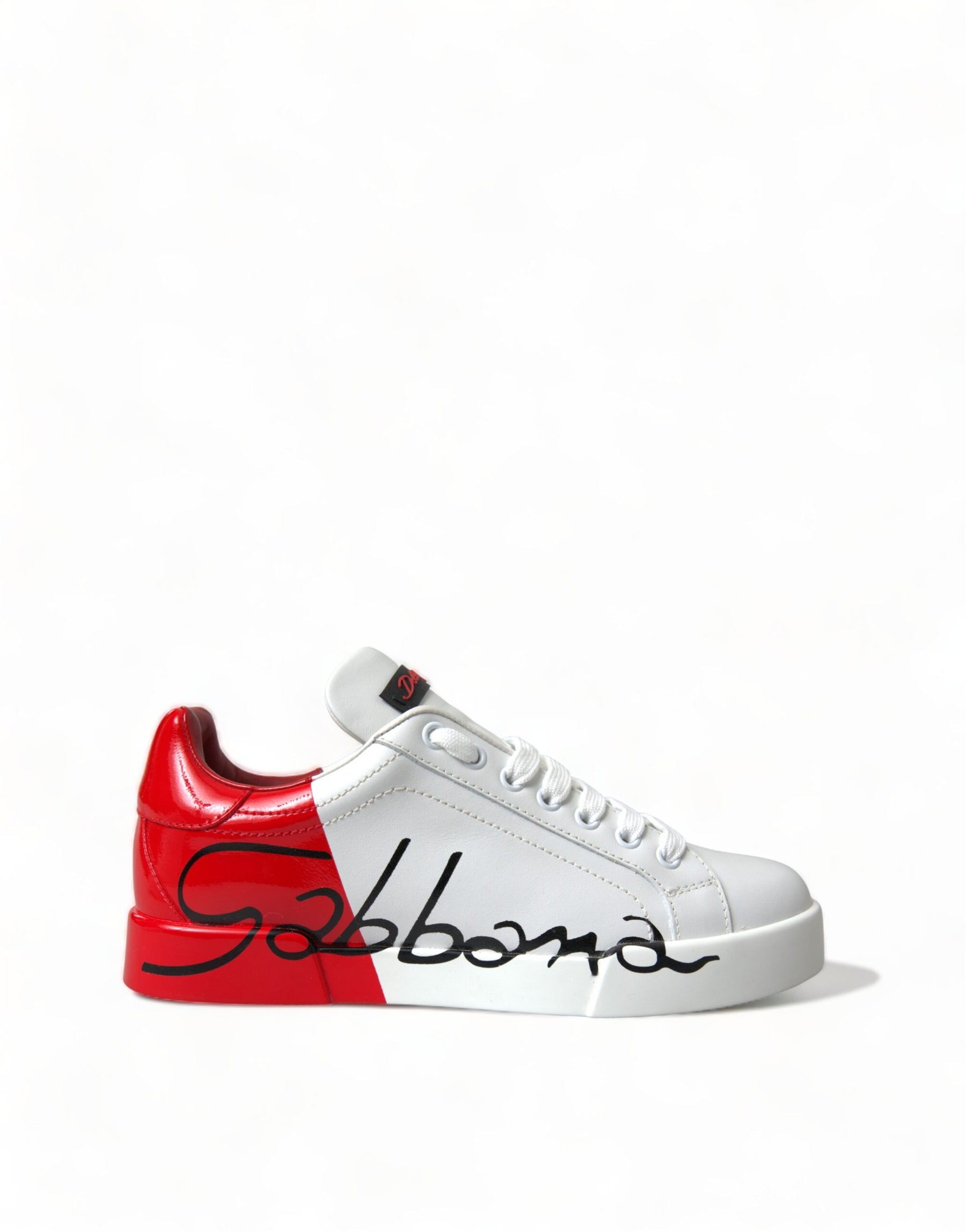 Dolce & Gabbana White Red Lace Up Womens Low Top Sneakers Shoes | Regal Royce