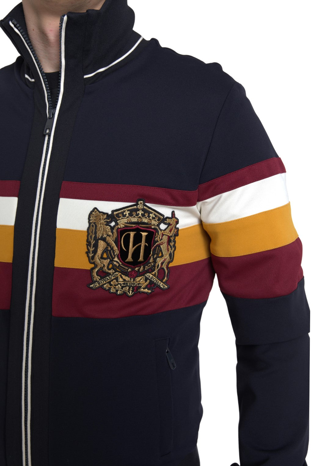 Dolce & Gabbana Blue Cardigan Heraldic Full Zip Sweater | Regal Royce