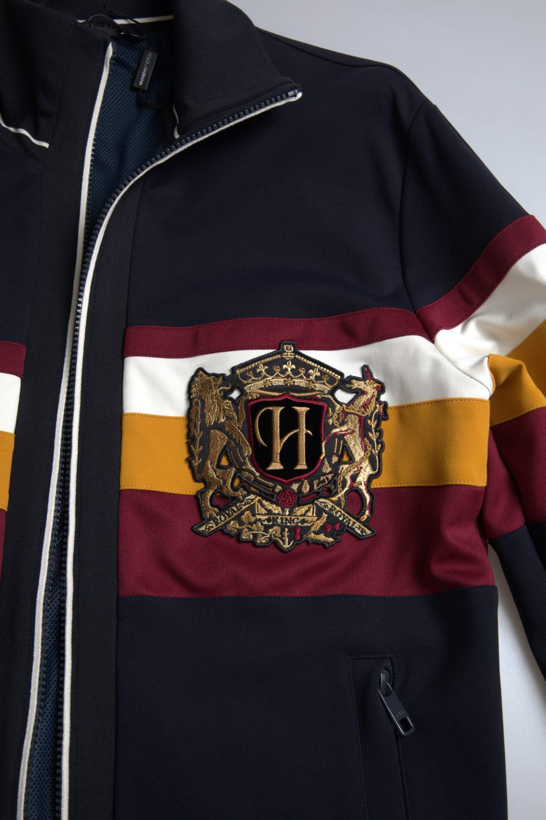Dolce & Gabbana Blue Cardigan Heraldic Full Zip Sweater | Regal Royce