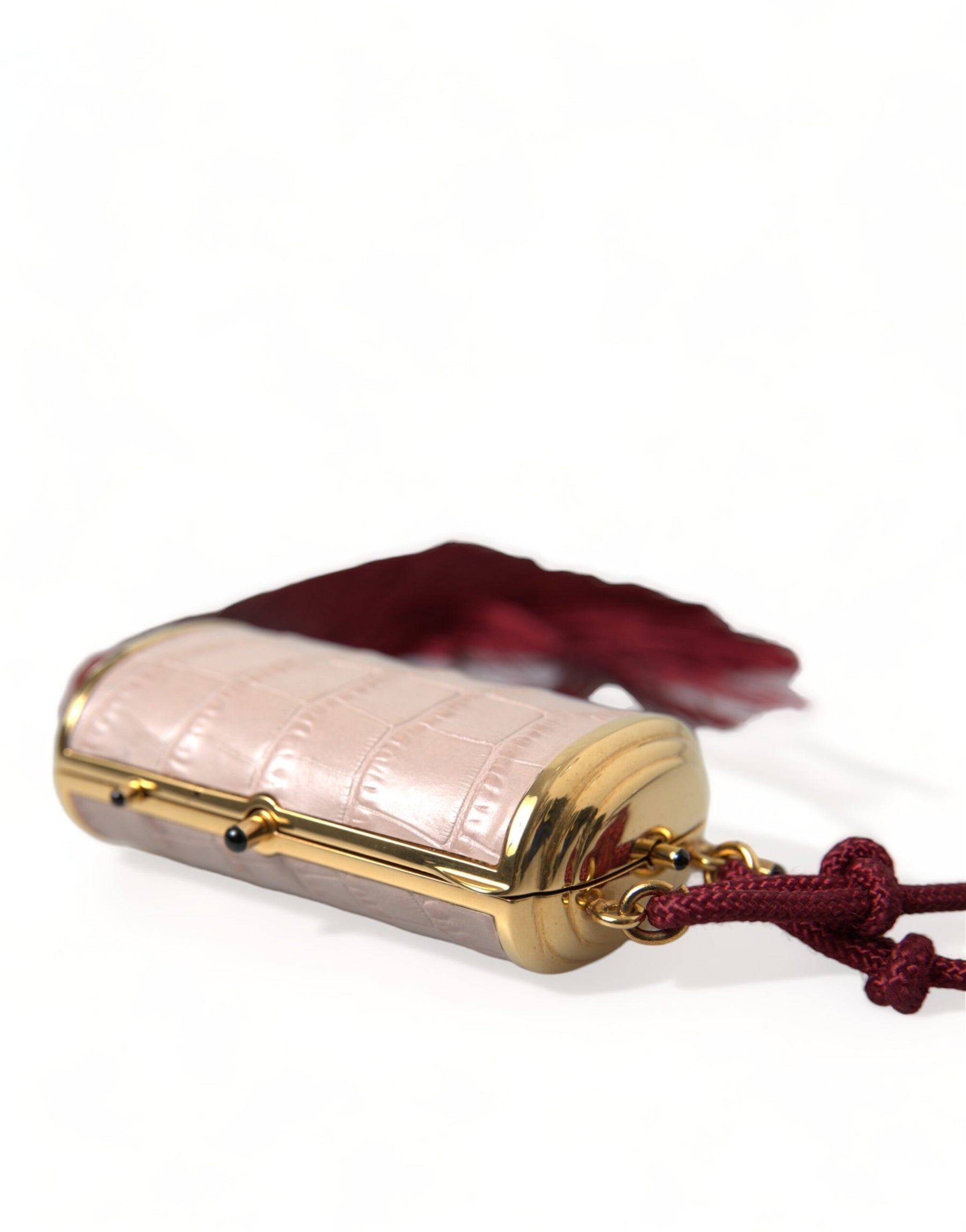 Dolce & Gabbana Pink Exotic Leather Mini Mirror Tassel Makeup Bag | Regal Royce