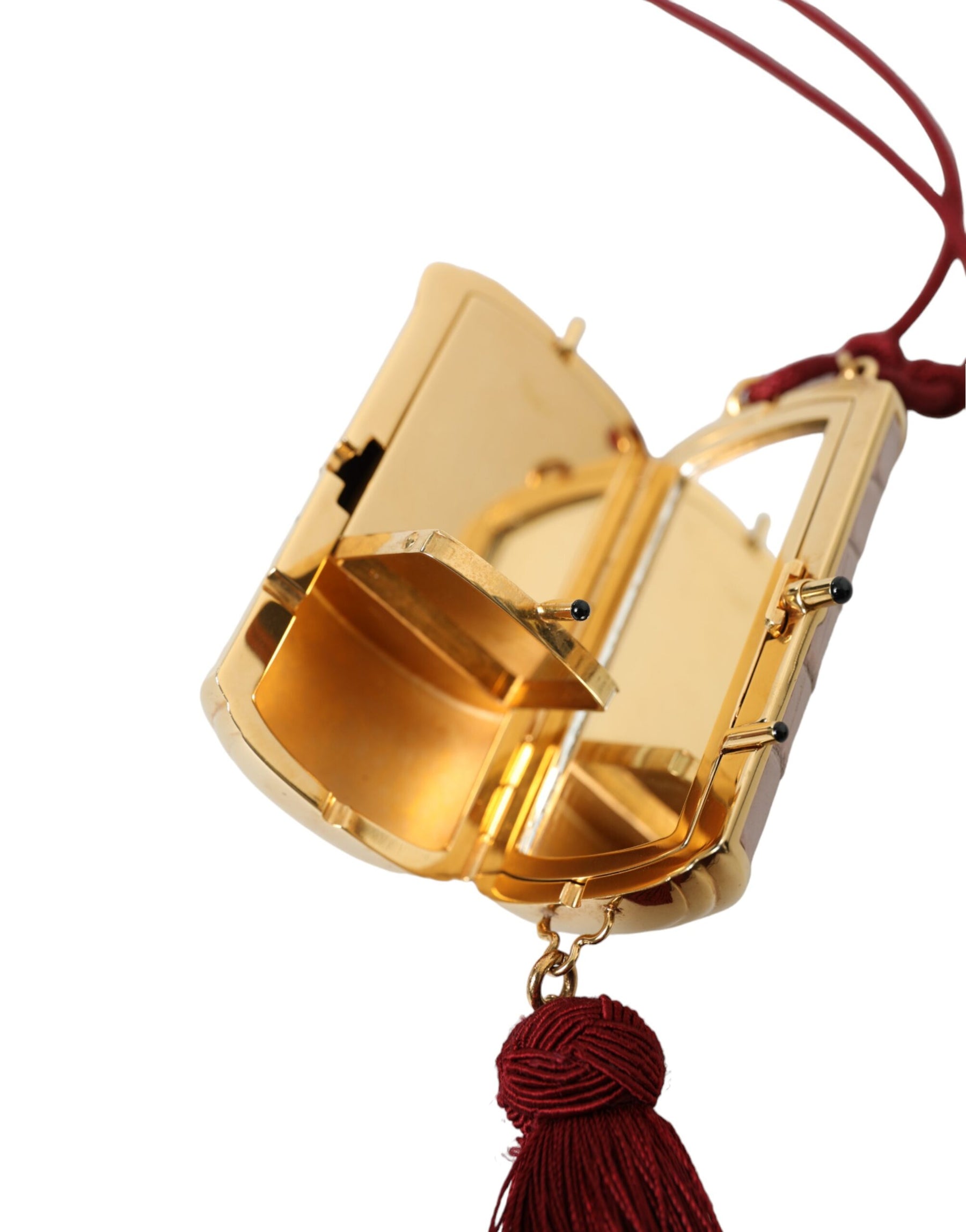 Dolce & Gabbana Pink Exotic Leather Mini Mirror Tassel Makeup Bag | Regal Royce