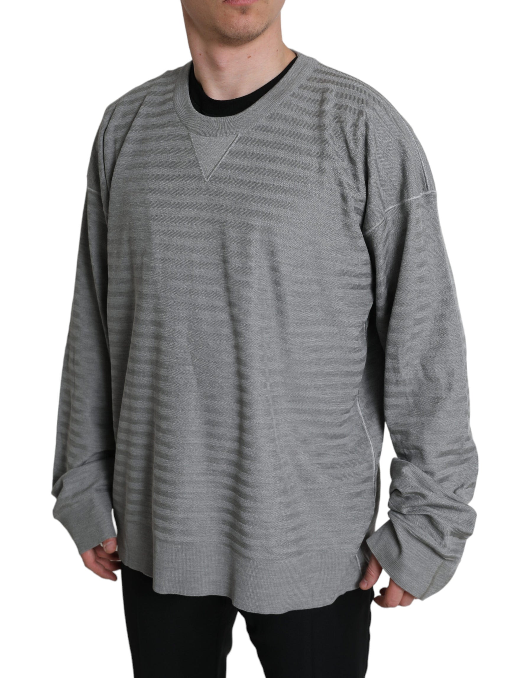 Dolce & Gabbana Gray Crewneck Pullover Silk Top Sweater | Regal Royce