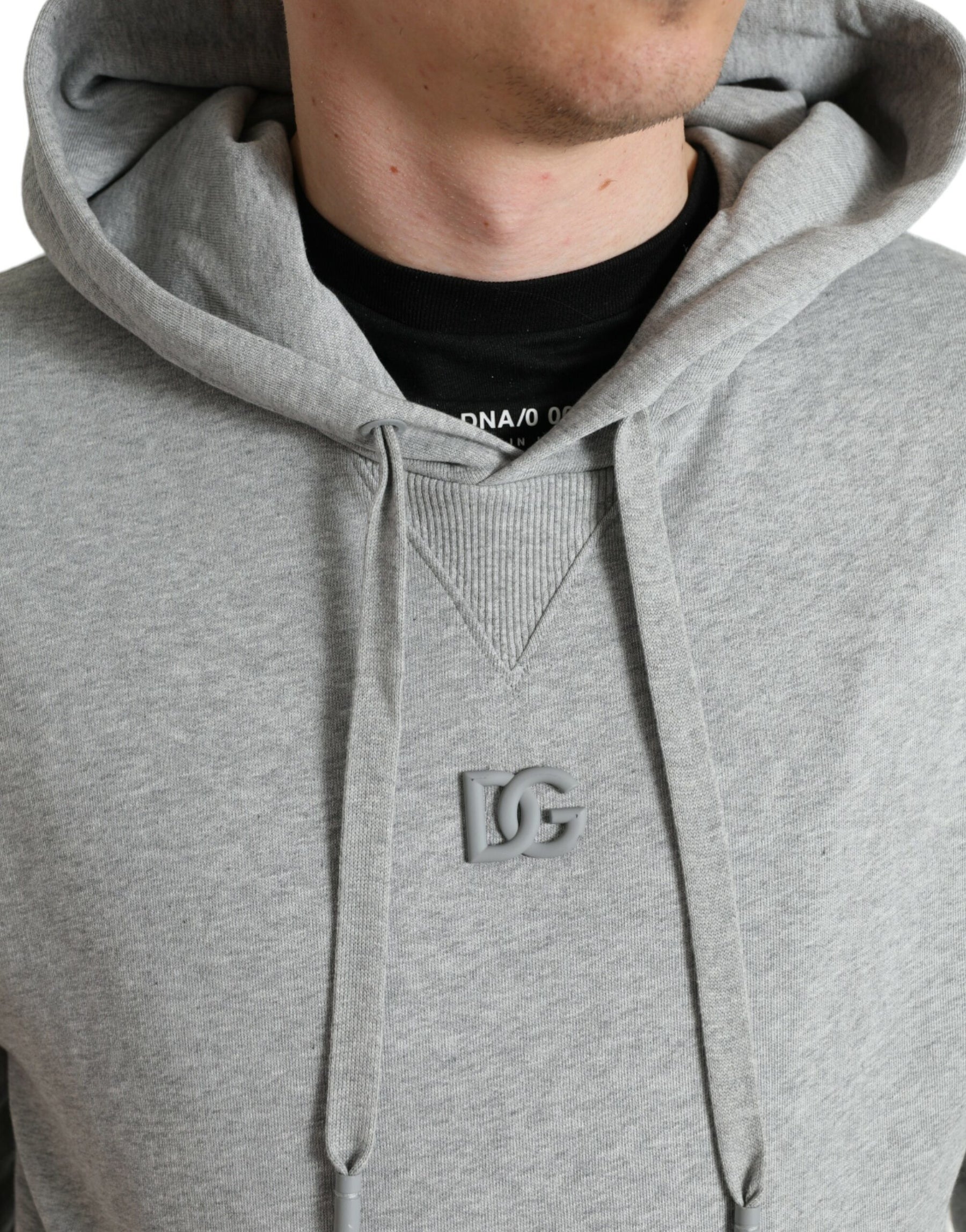Dolce & Gabbana Gray Cotton Logo Hooded Sweatshirt Sweater | Regal Royce