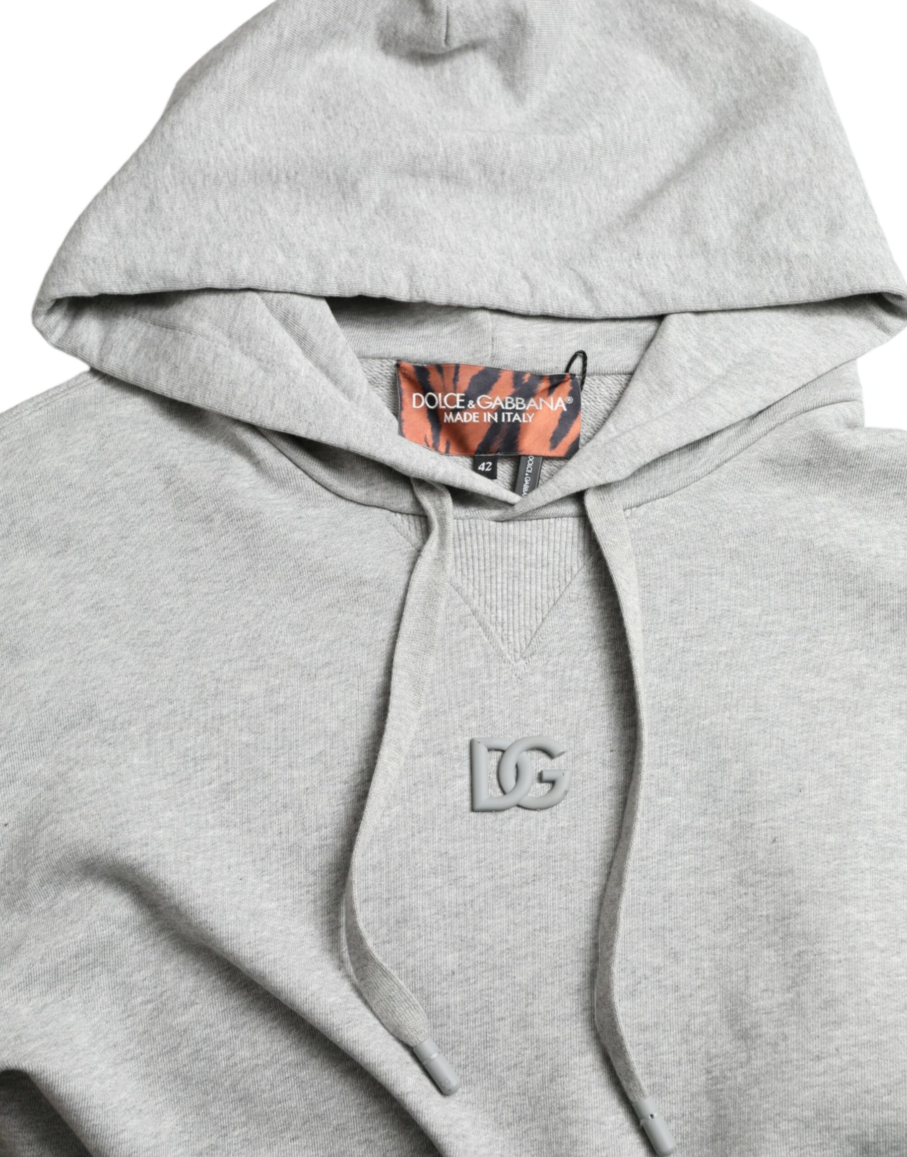 Dolce & Gabbana Gray Cotton Logo Hooded Sweatshirt Sweater | Regal Royce