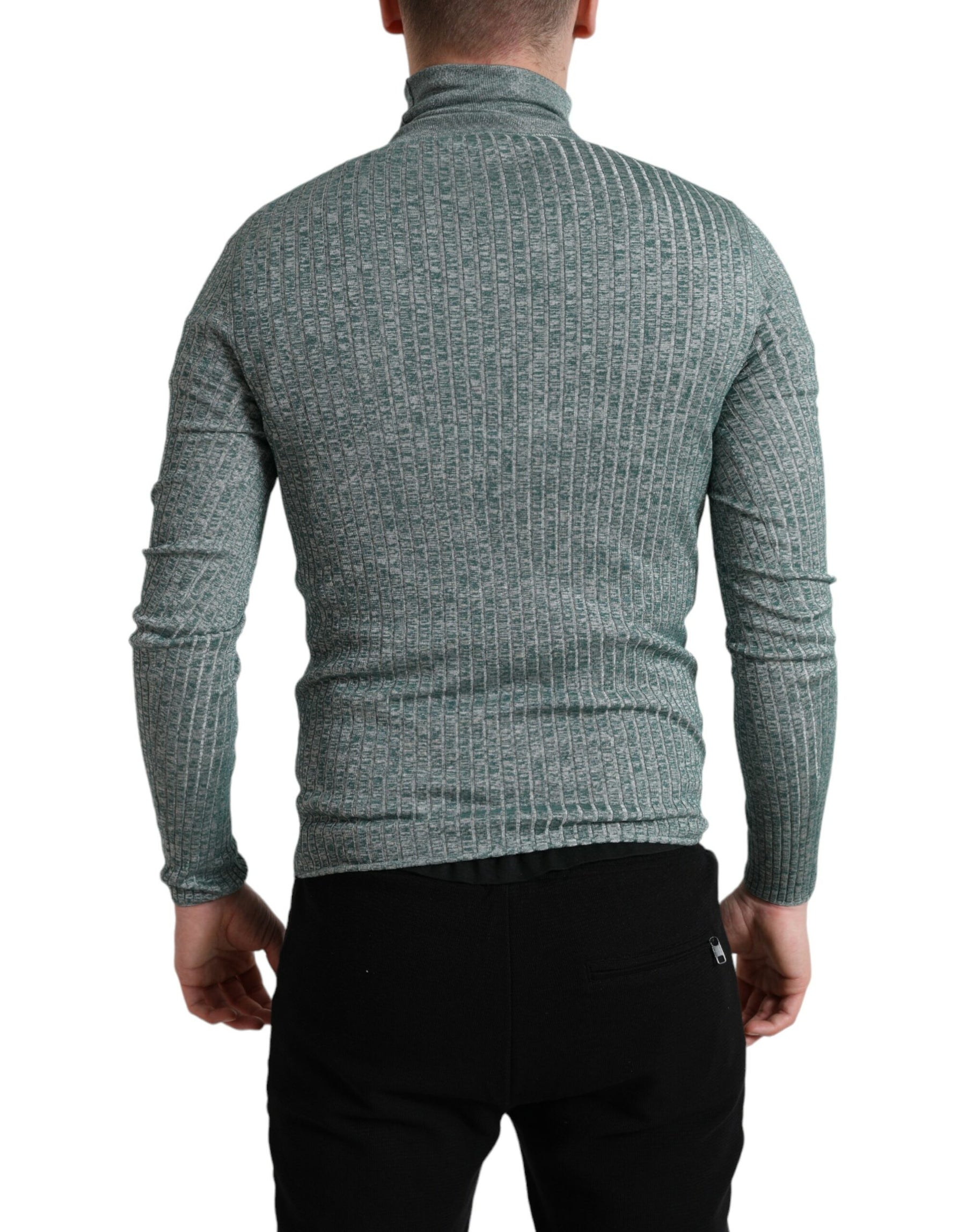 Dolce & Gabbana Green Polyester Turtleneck Pullover Sweater | Regal Royce