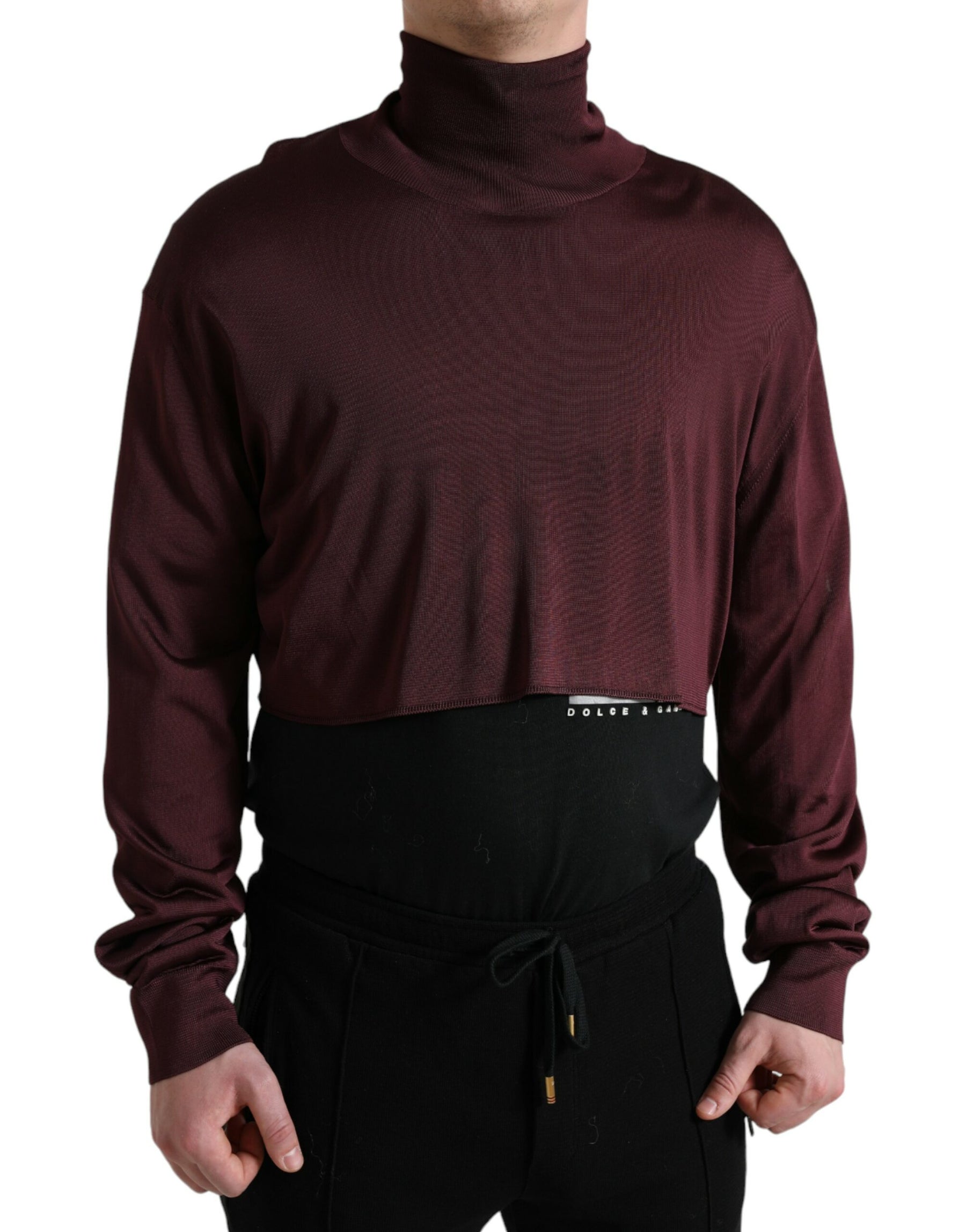 Dolce & Gabbana Maroon Viscose Turtleneck Pullover Sweater | Regal Royce