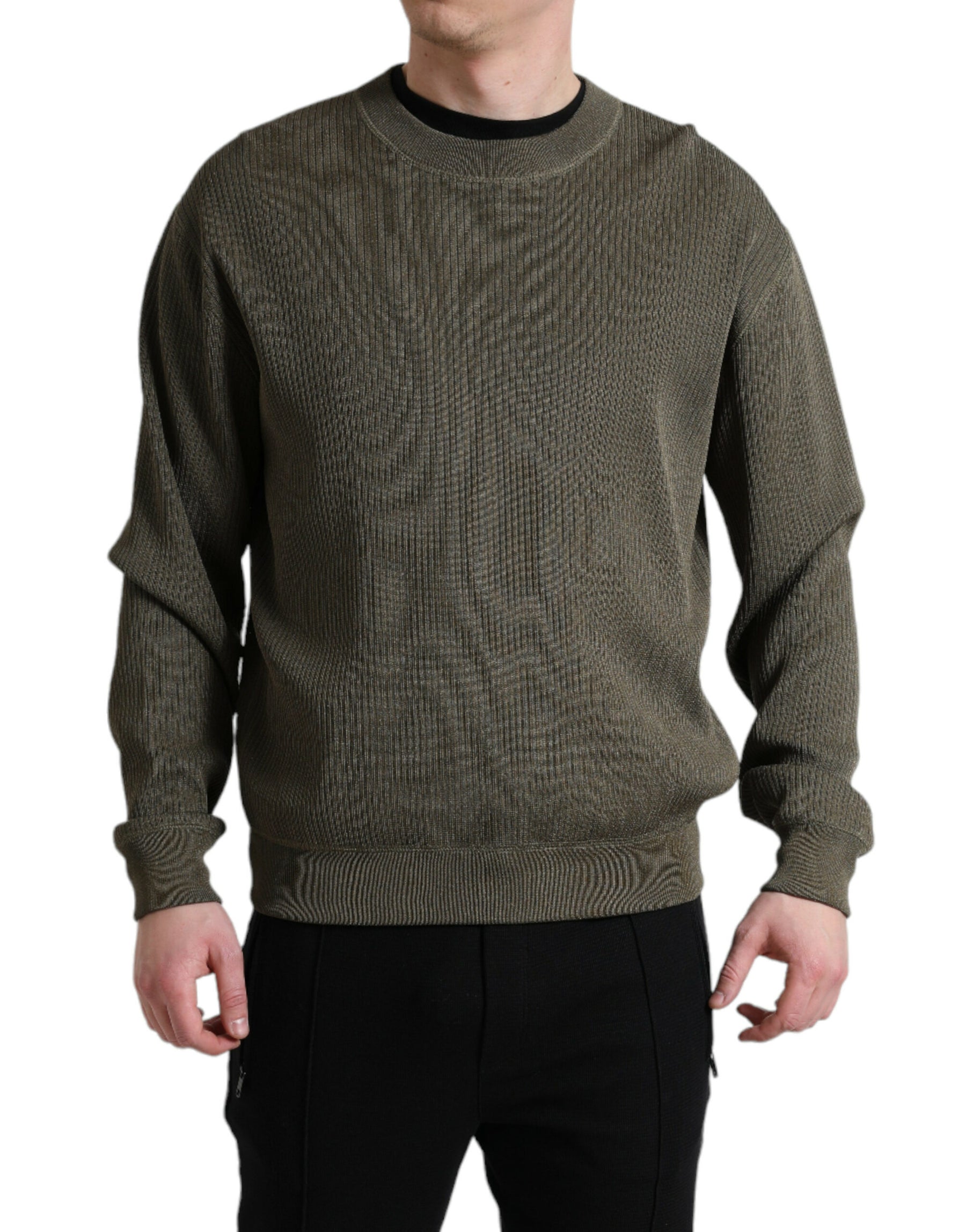 Dolce & Gabbana Green Viscose Crew Neck Men Pullover Sweater | Regal Royce