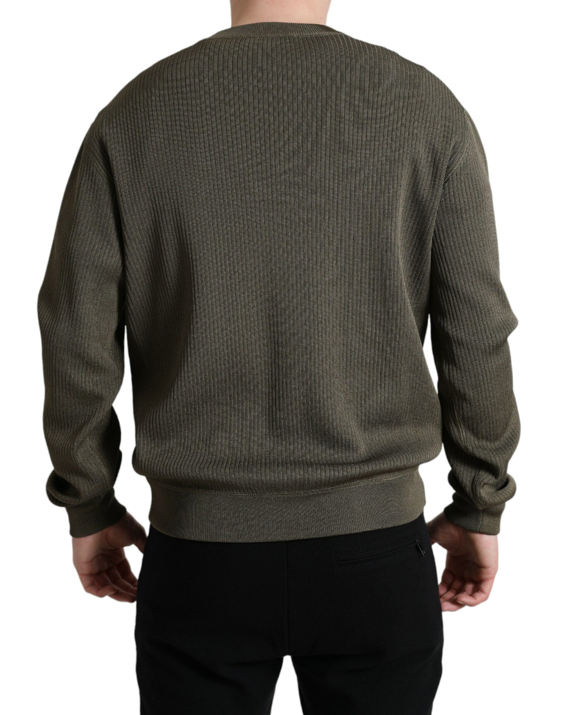 Dolce & Gabbana Green Viscose Crew Neck Men Pullover Sweater | Regal Royce