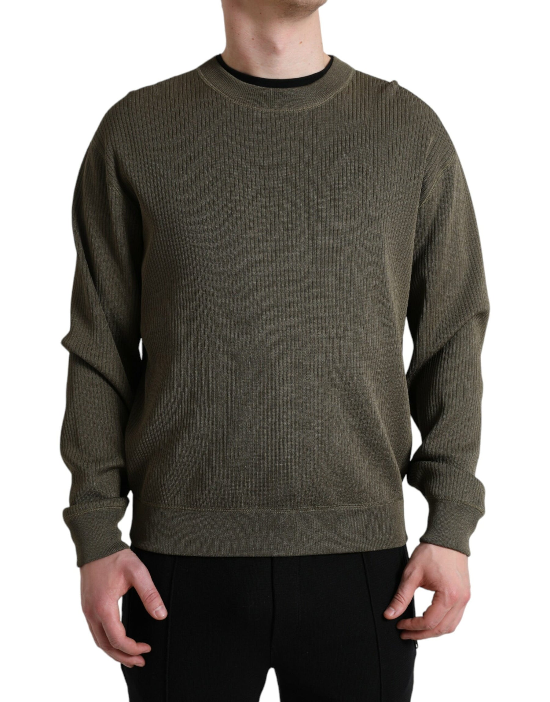 Dolce & Gabbana Green Viscose Crew Neck Men Pullover Sweater | Regal Royce