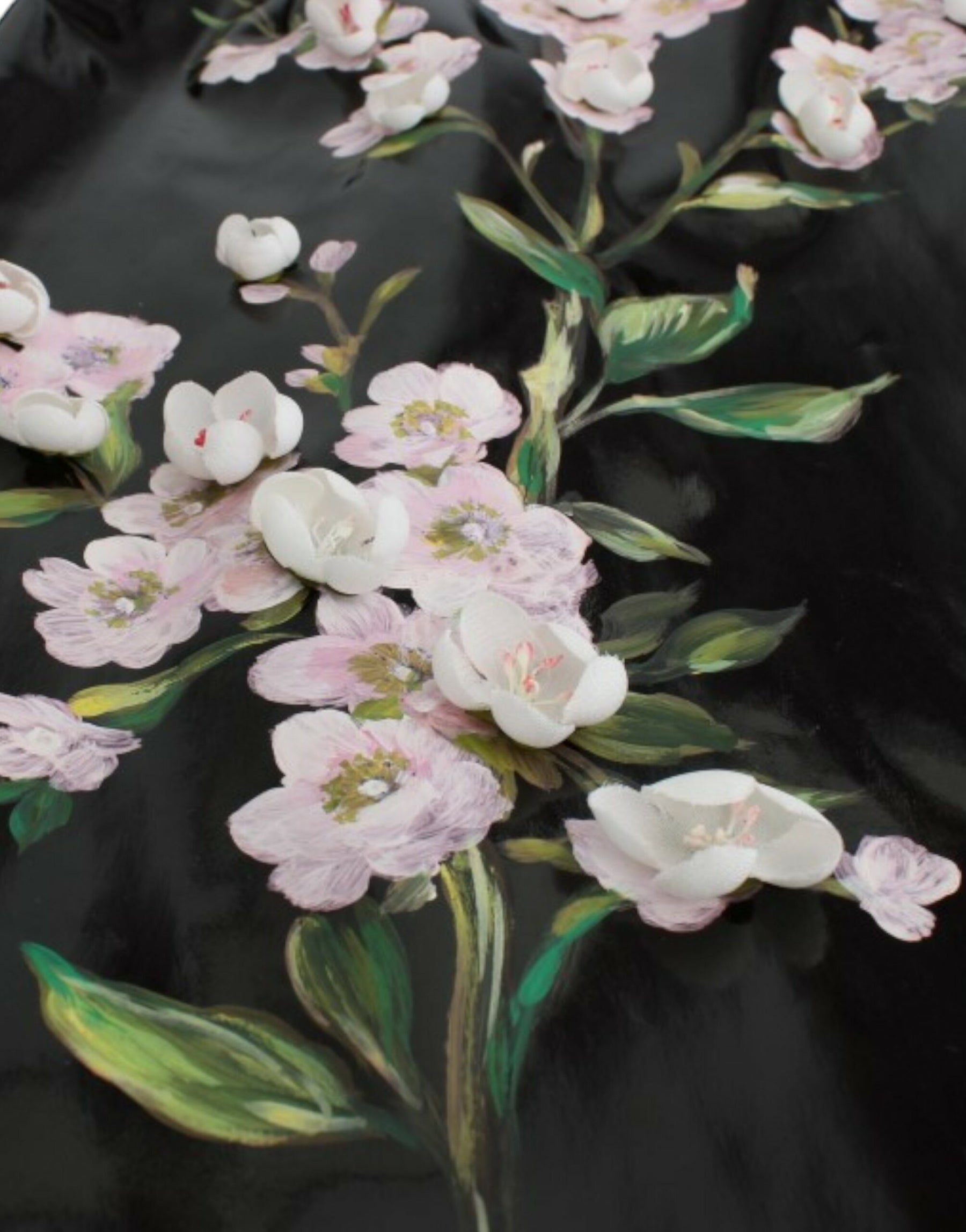 Dolce & Gabbana Black patent floral HANDPAINTED dress | Regal Royce