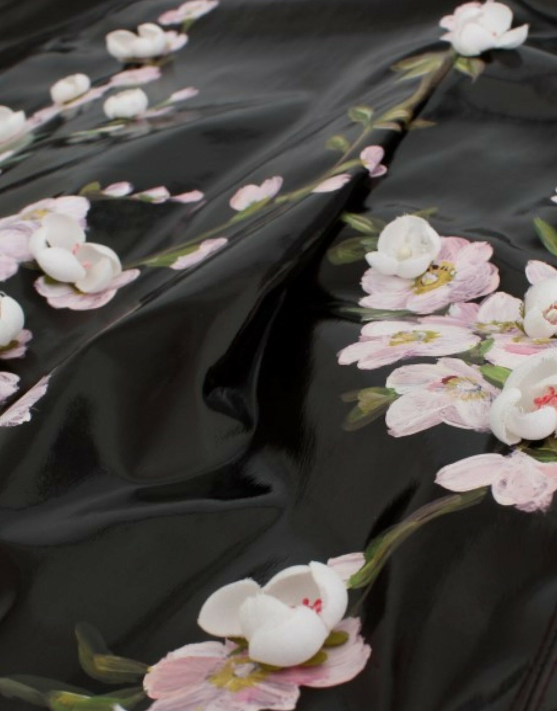 Dolce & Gabbana Black patent floral HANDPAINTED dress | Regal Royce