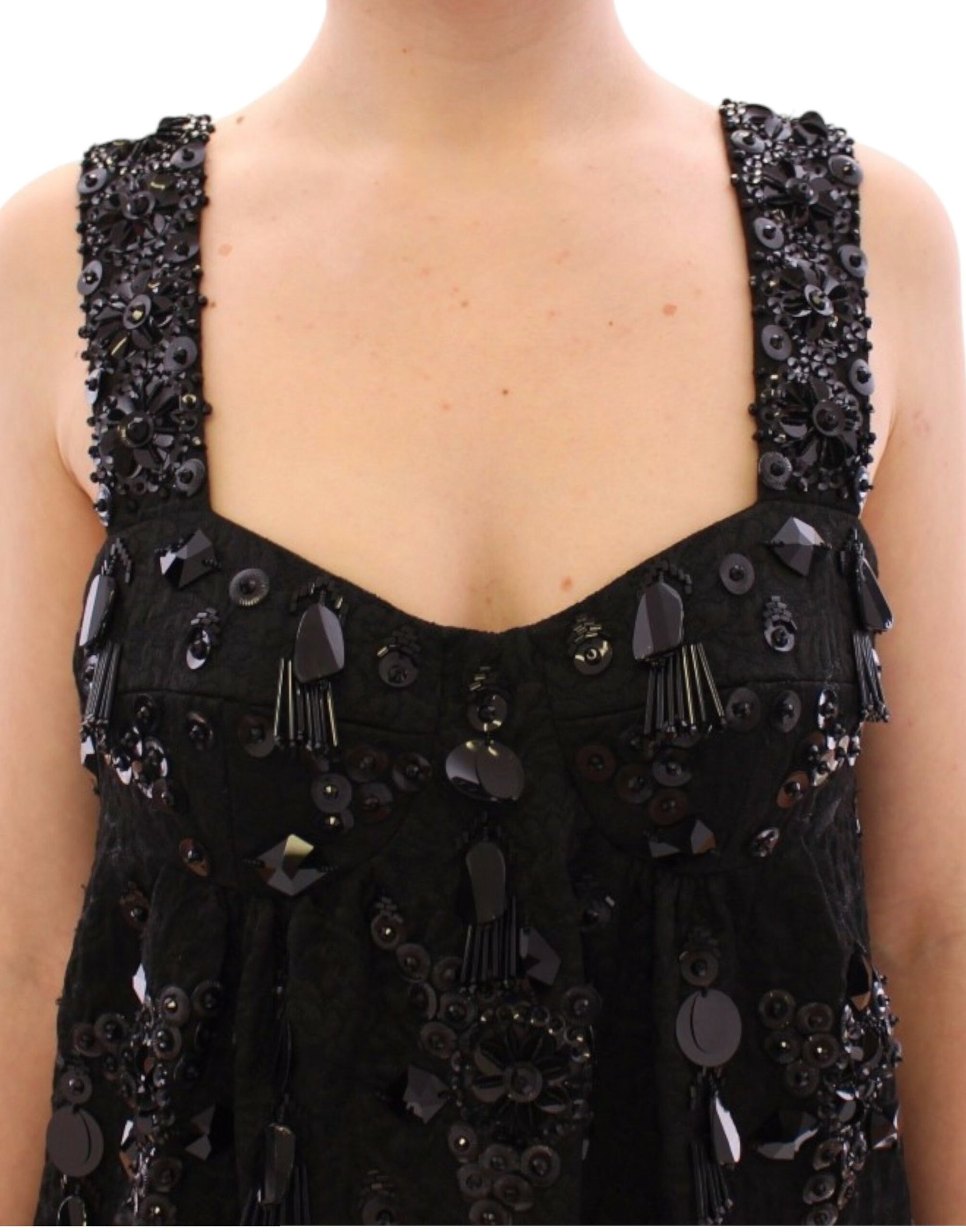 Dolce & Gabbana Black floral crystal embedded dress | Regal Royce