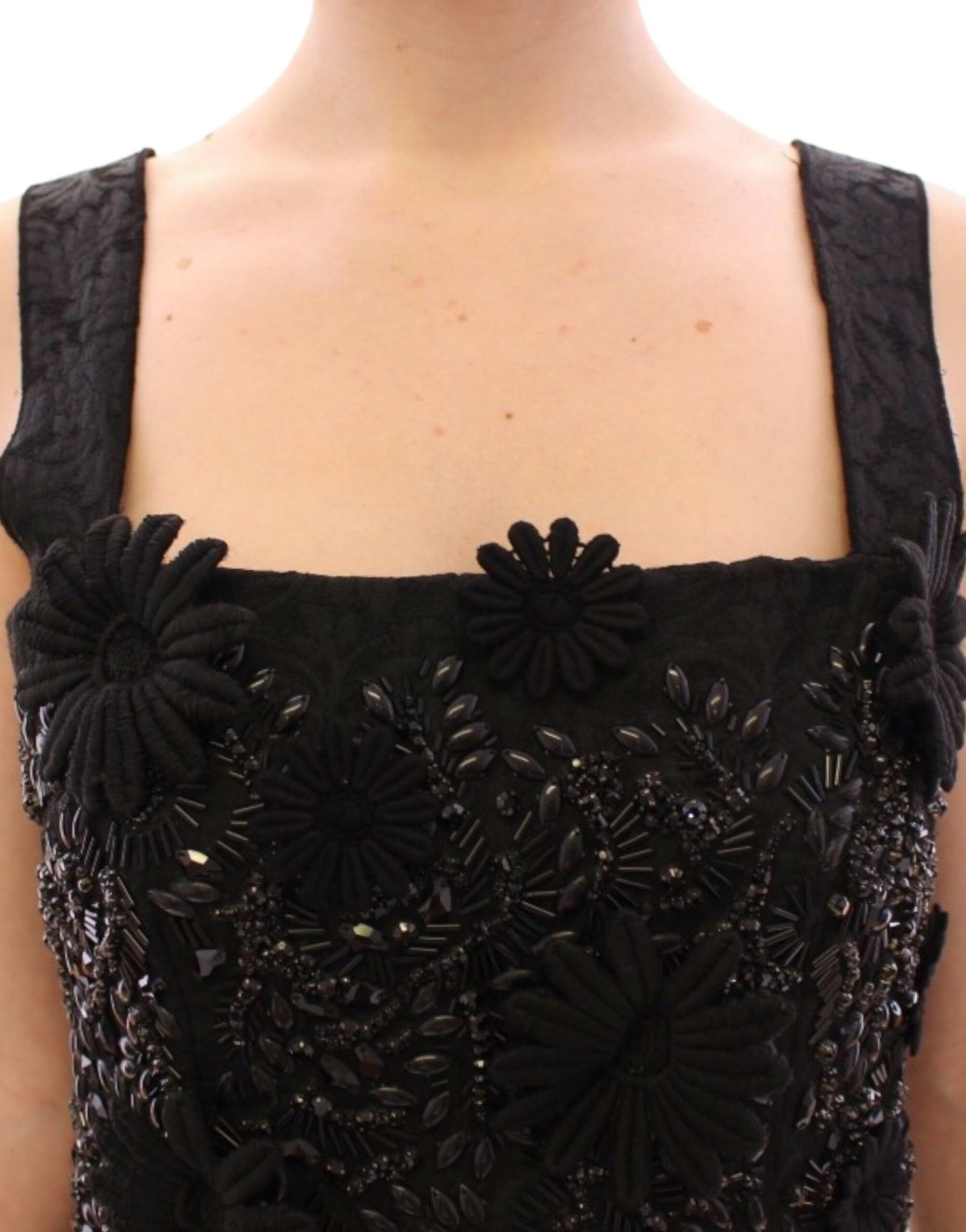 Dolce & Gabbana Black floral crystal embedded dress | Regal Royce