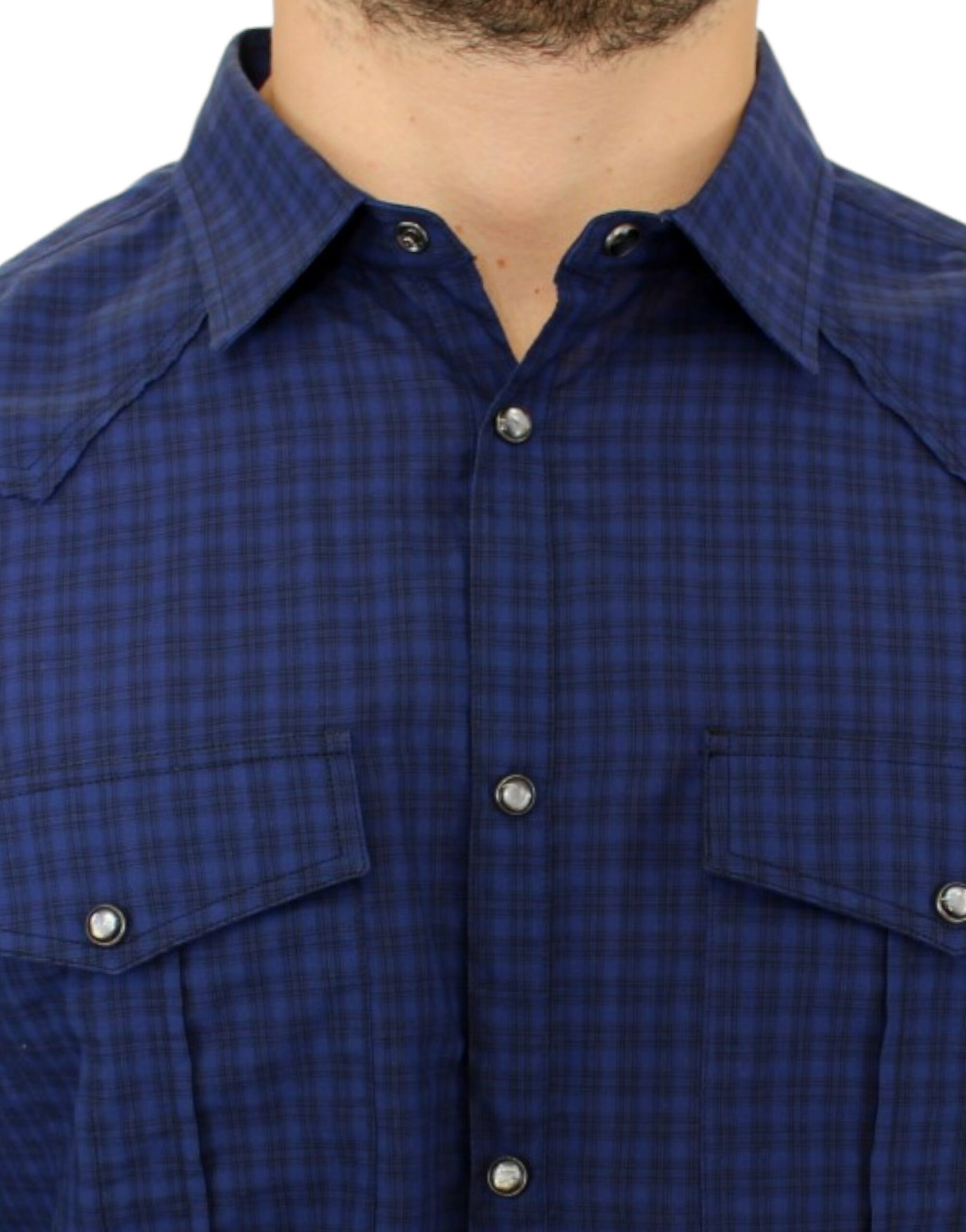 Costume National Blue checkered cotton shirt | Regal Royce