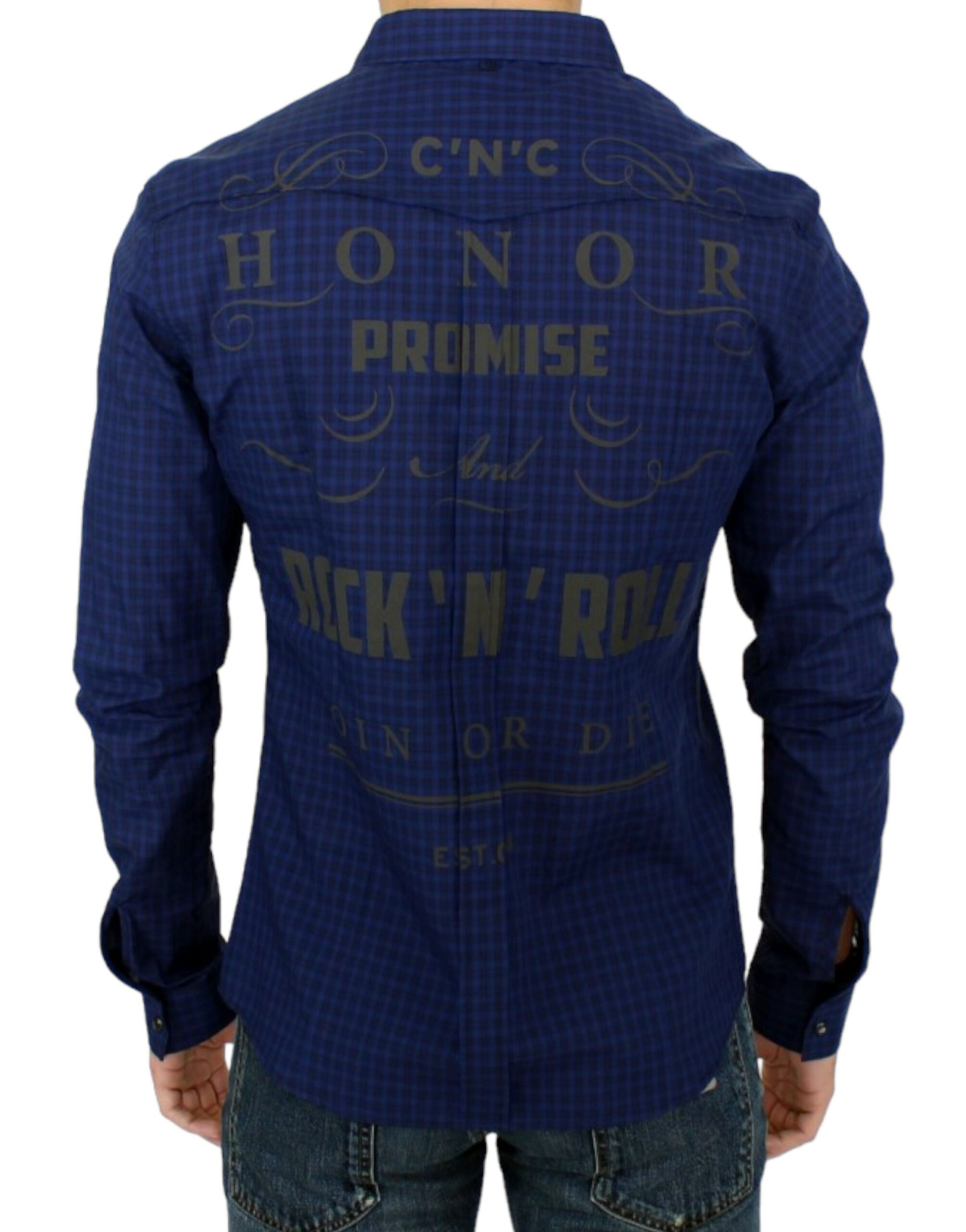 Costume National Blue checkered cotton shirt | Regal Royce