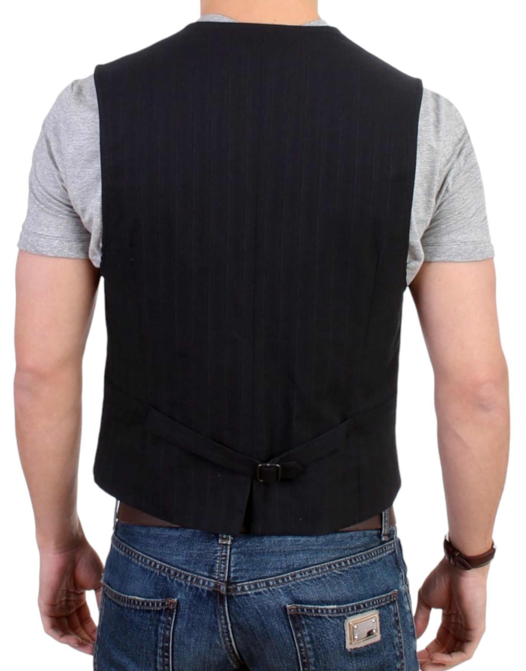 Costume National Black striped cotton casual vest | Regal Royce