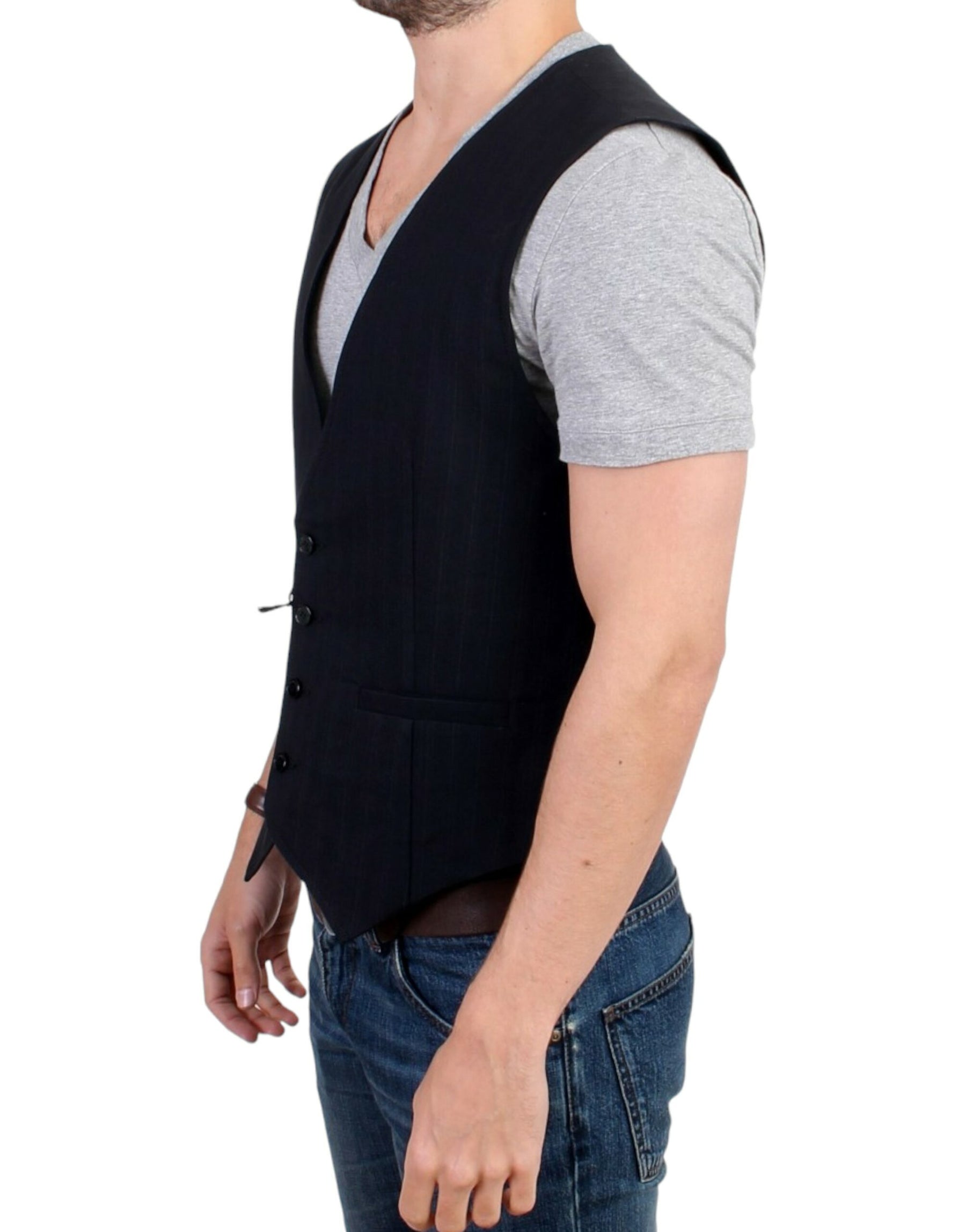 Costume National Black striped cotton casual vest | Regal Royce