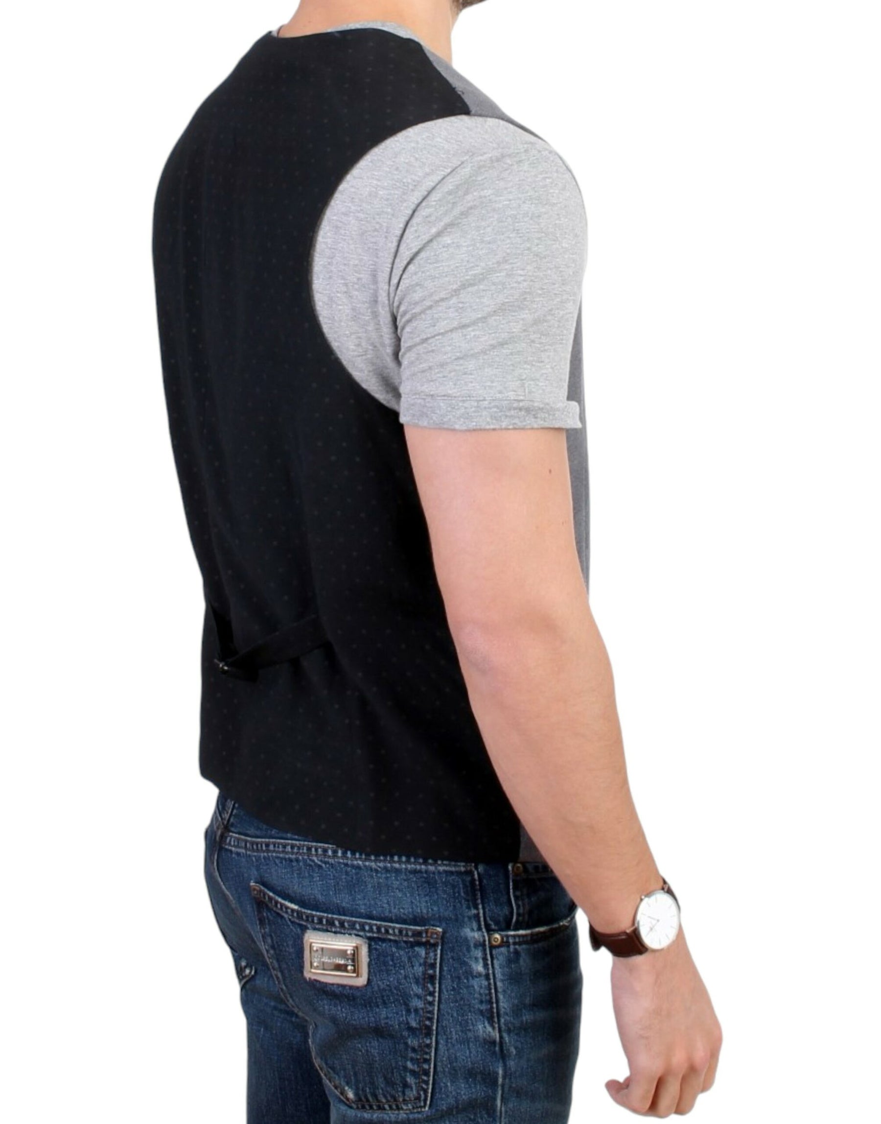 Costume National Gray cotton blend casual vest | Regal Royce