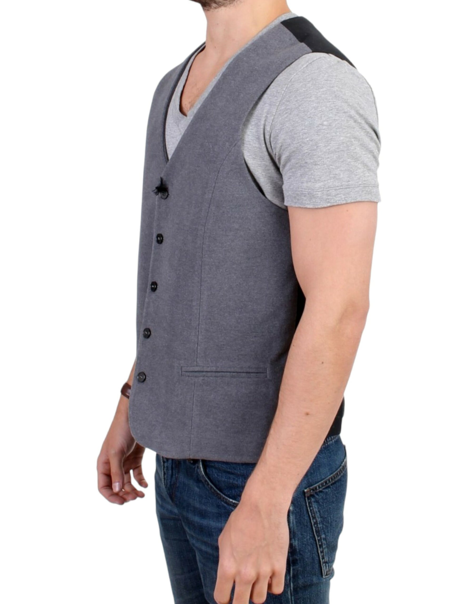 Costume National Gray cotton blend casual vest | Regal Royce