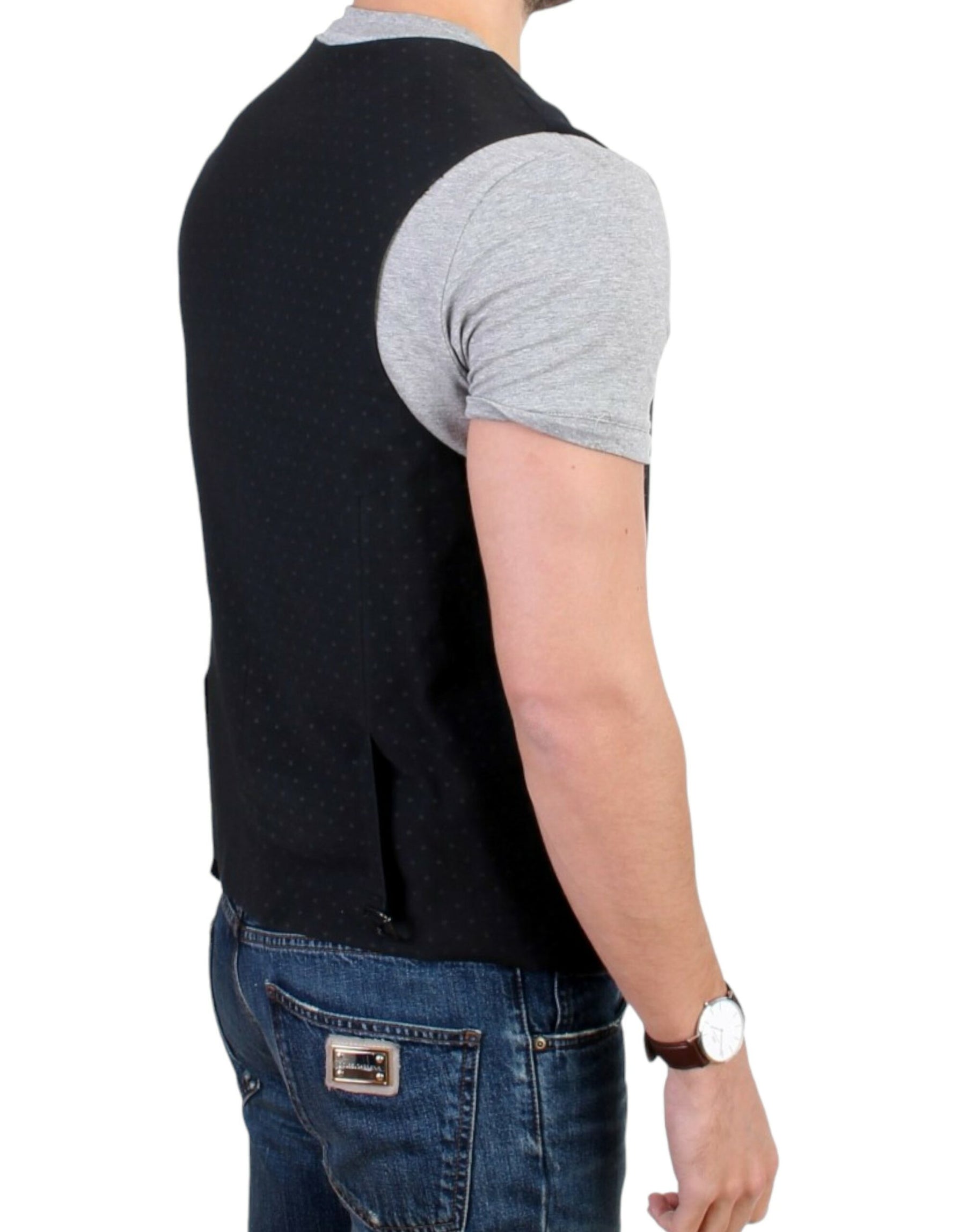 Costume National Black wool blend casual vest | Regal Royce