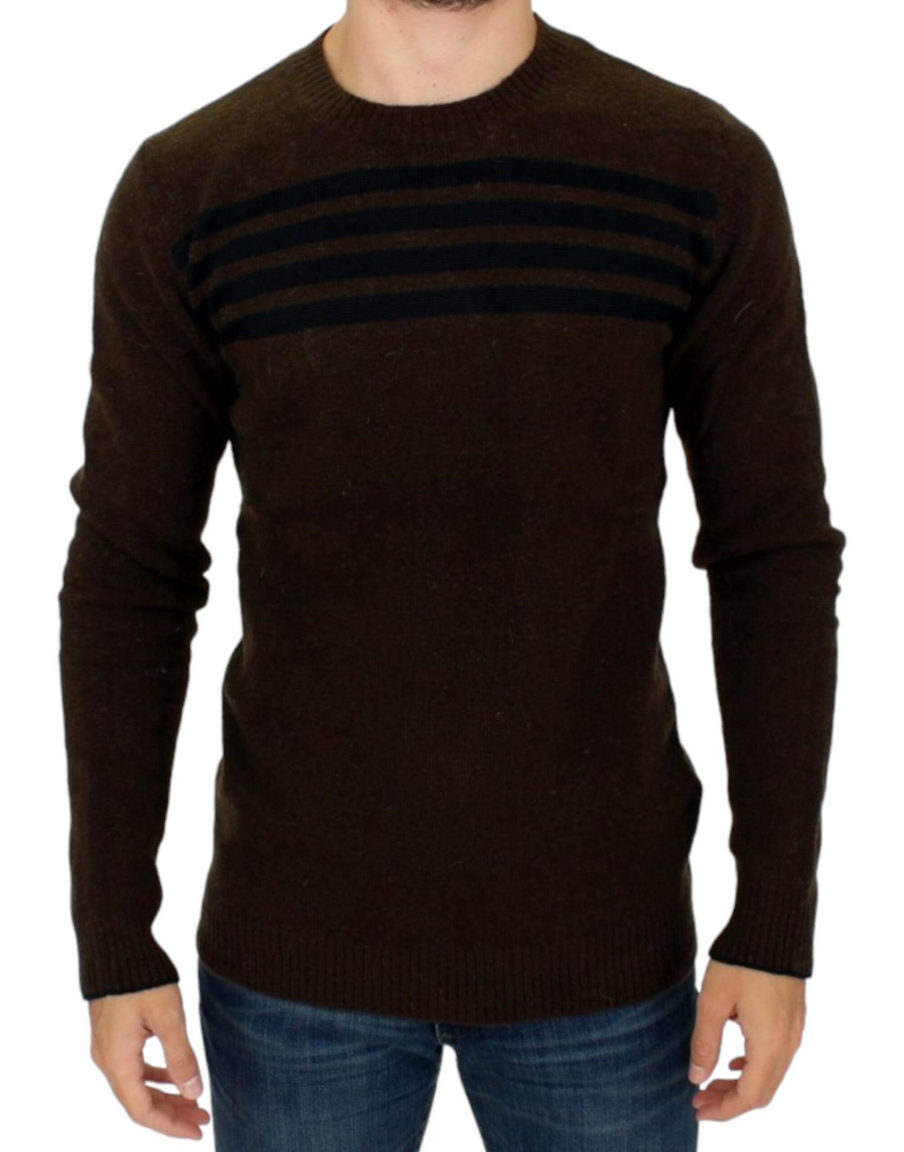 Costume National Brown striped crewneck sweater | Regal Royce