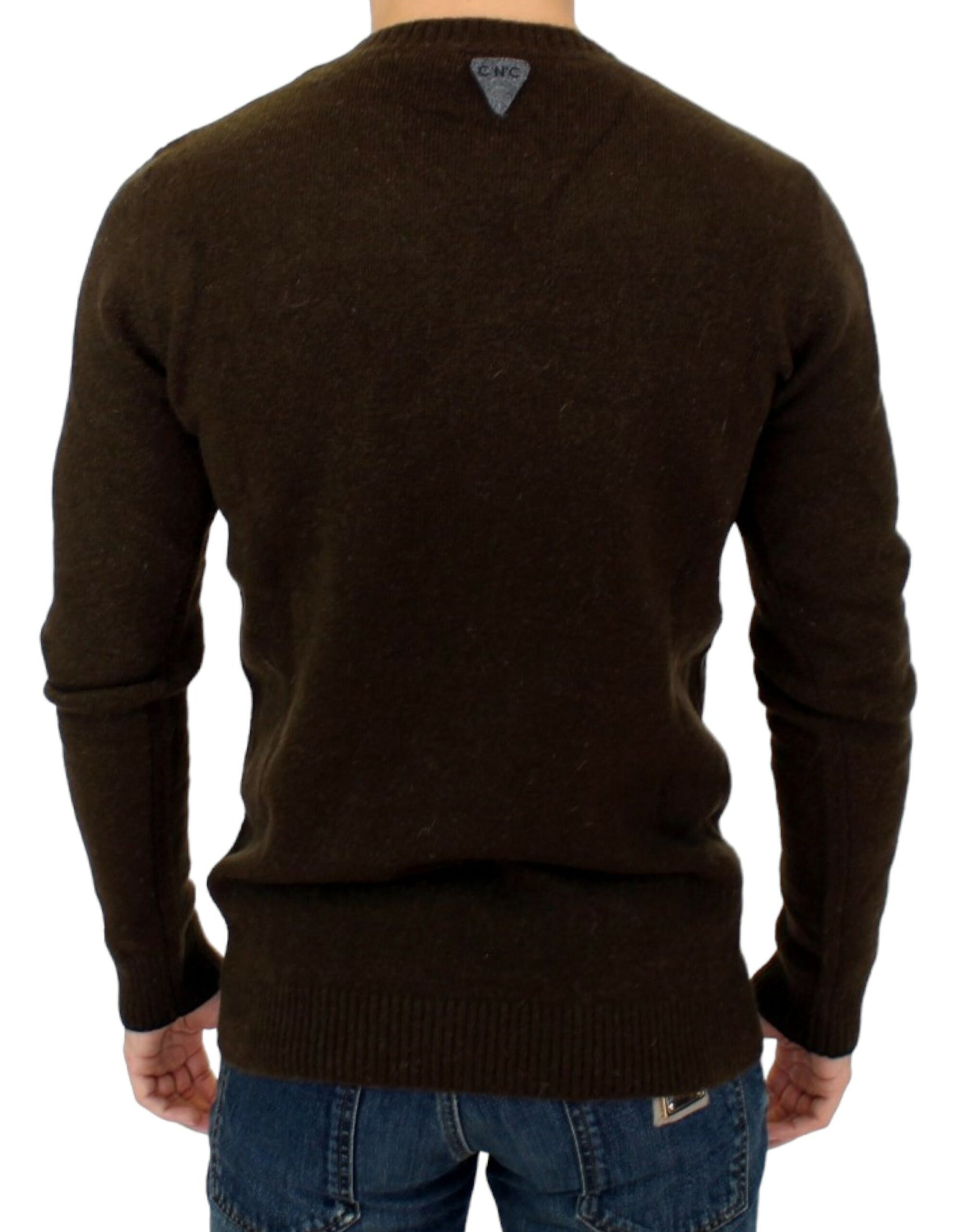 Costume National Brown striped crewneck sweater | Regal Royce
