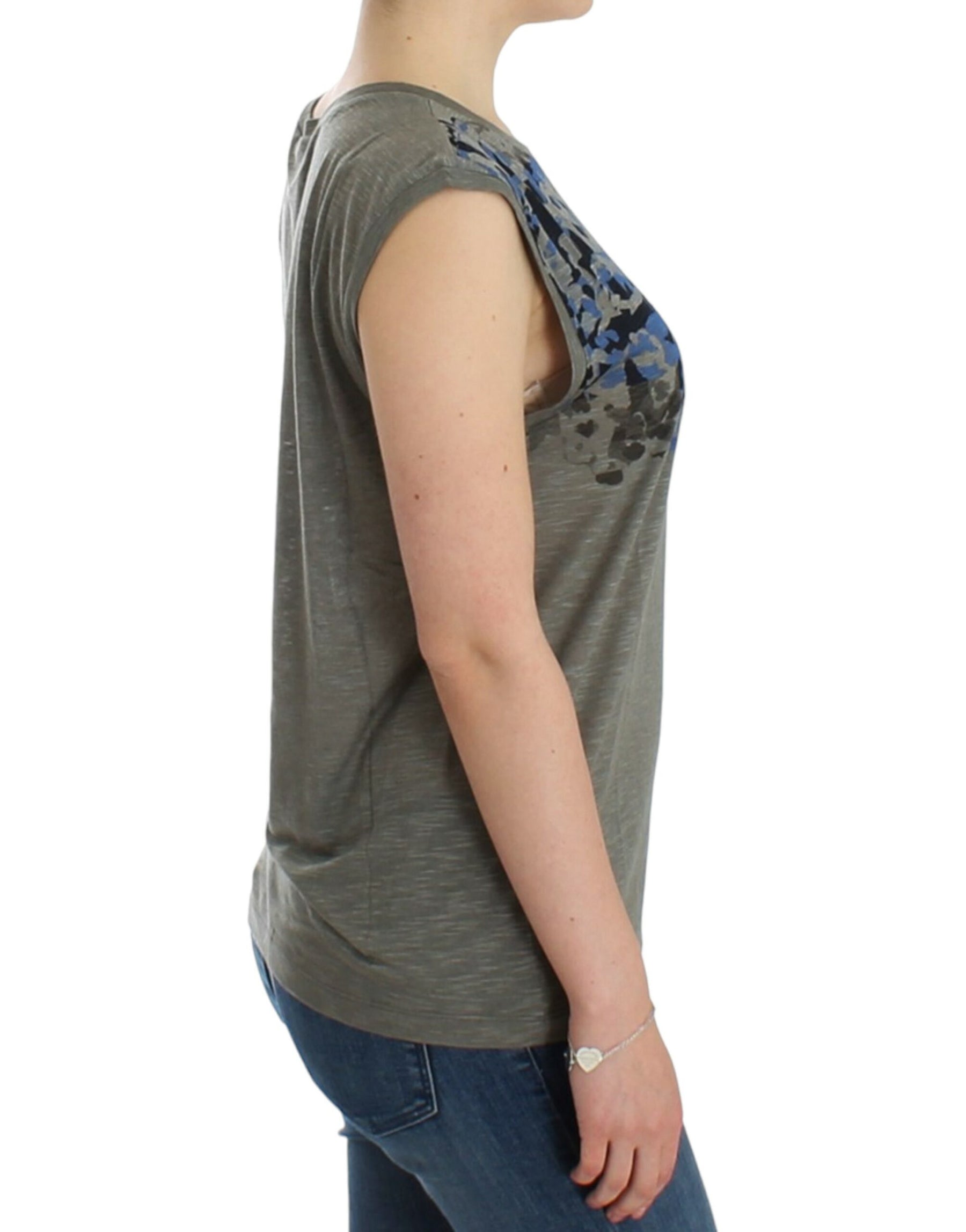 Costume National Gray print sleeveless t-shirt | Regal Royce