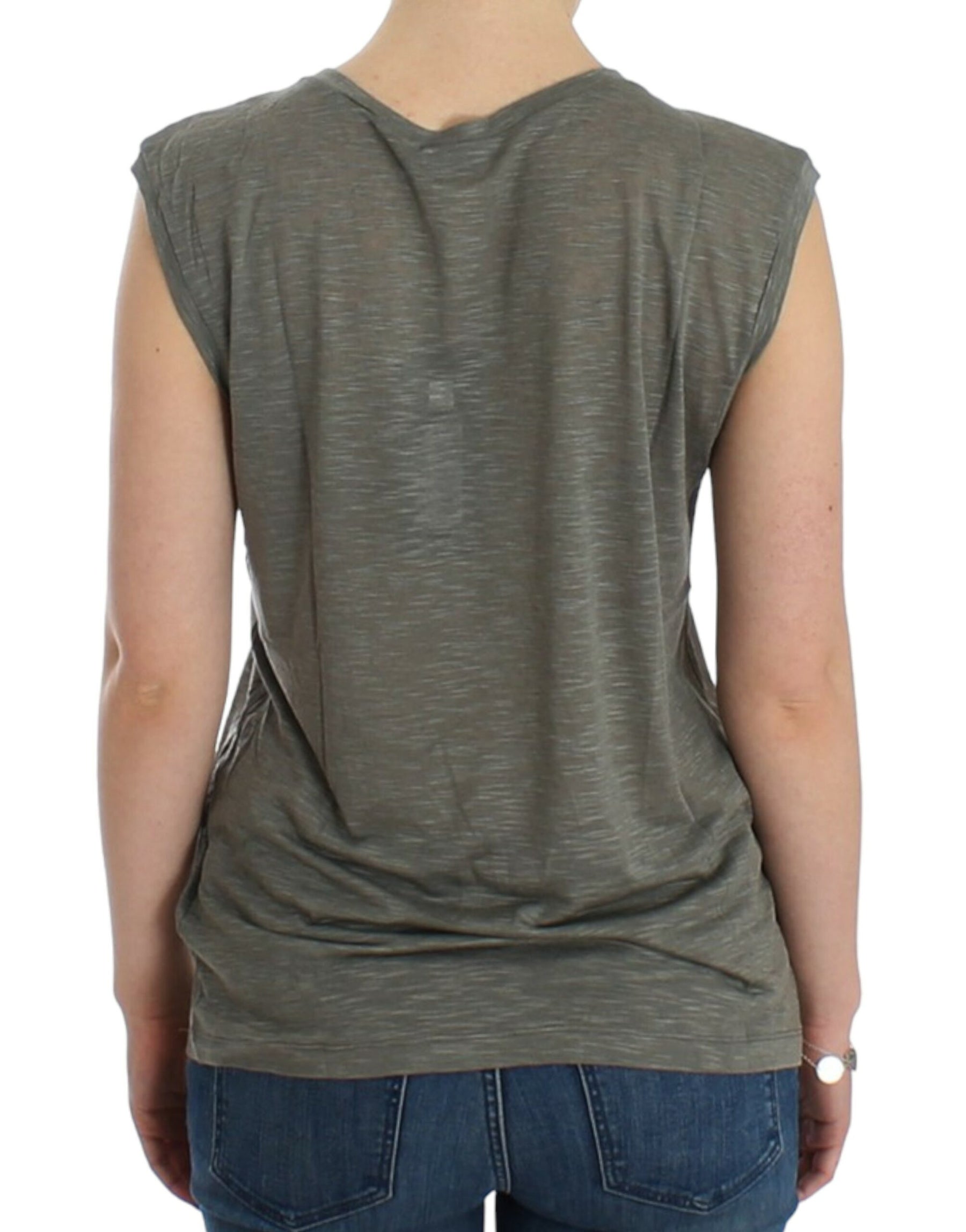 Costume National Gray print sleeveless t-shirt | Regal Royce
