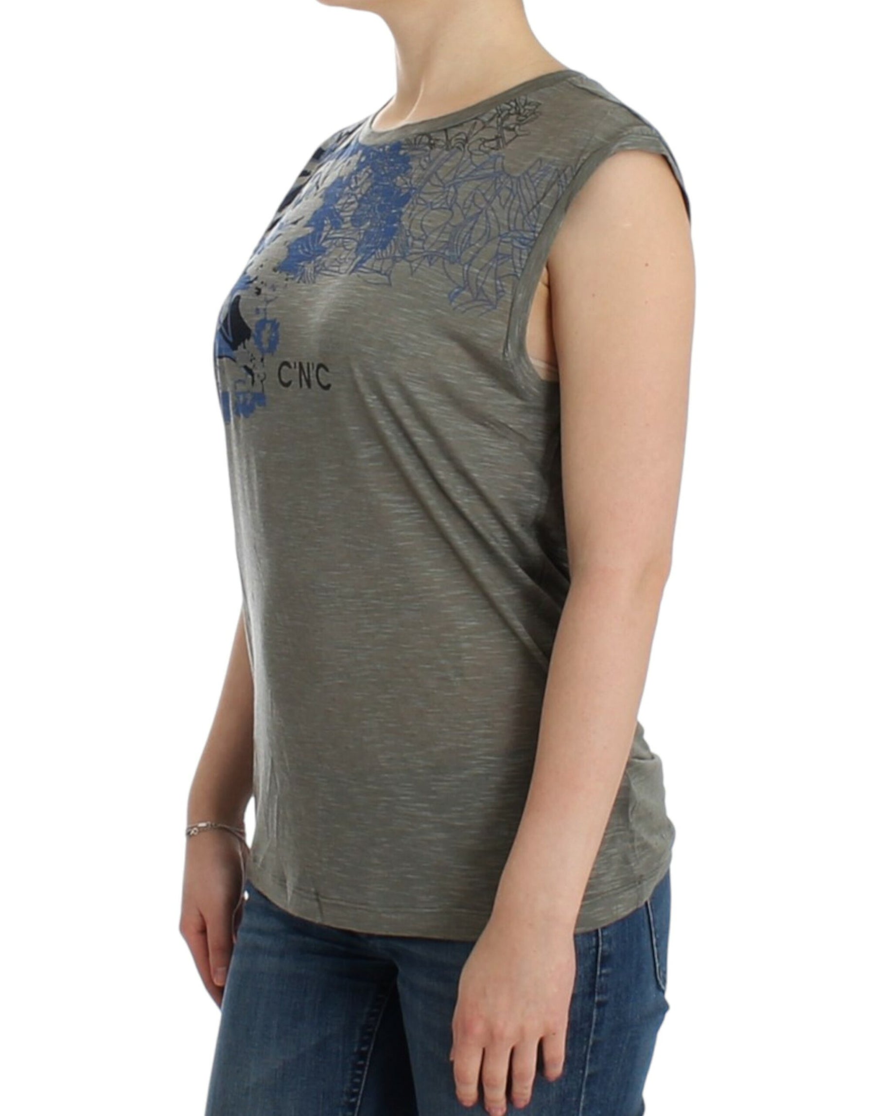 Costume National Gray print sleeveless t-shirt | Regal Royce