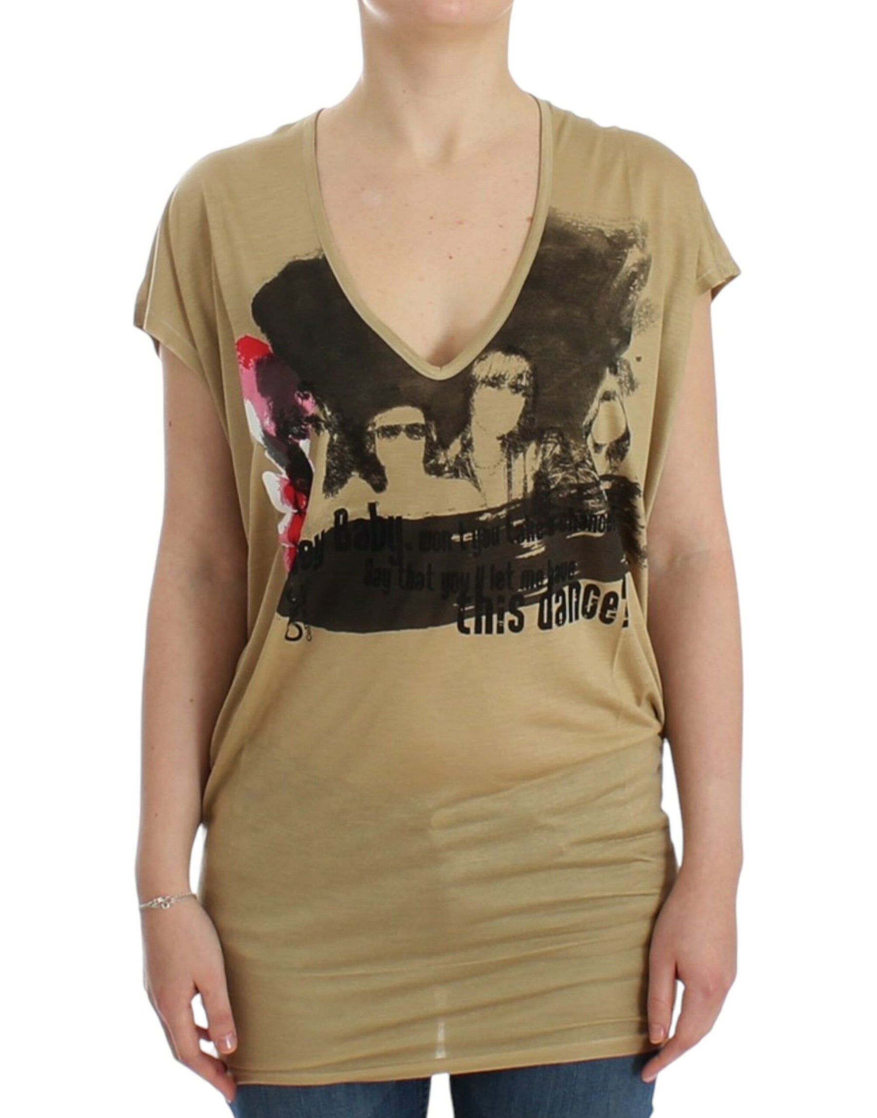 Costume National Beige motive print t-shirt | Regal Royce