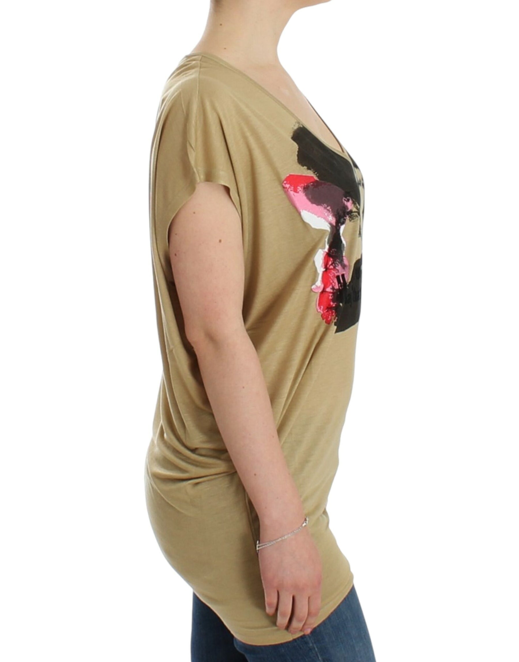 Costume National Beige motive print t-shirt | Regal Royce