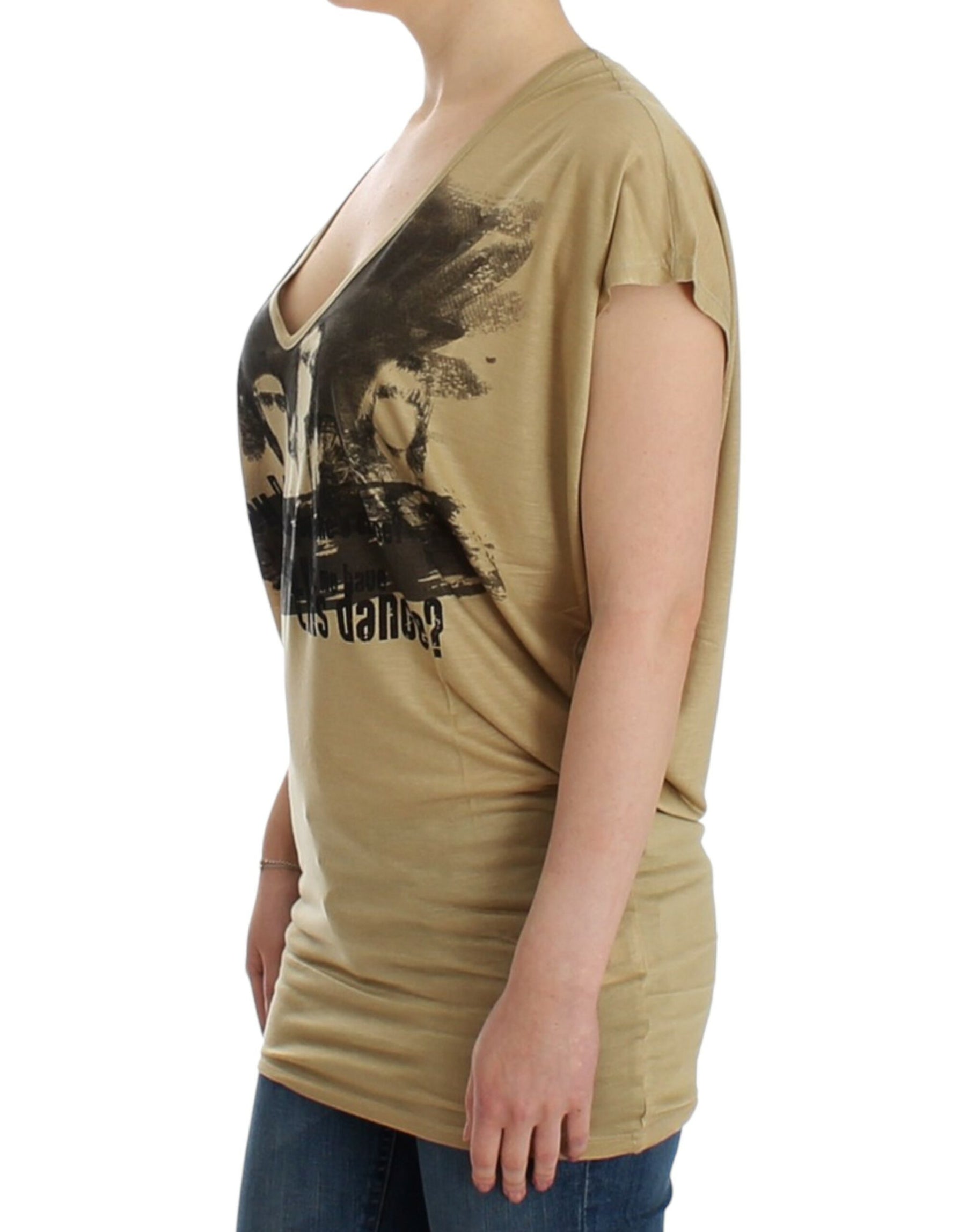 Costume National Beige motive print t-shirt | Regal Royce