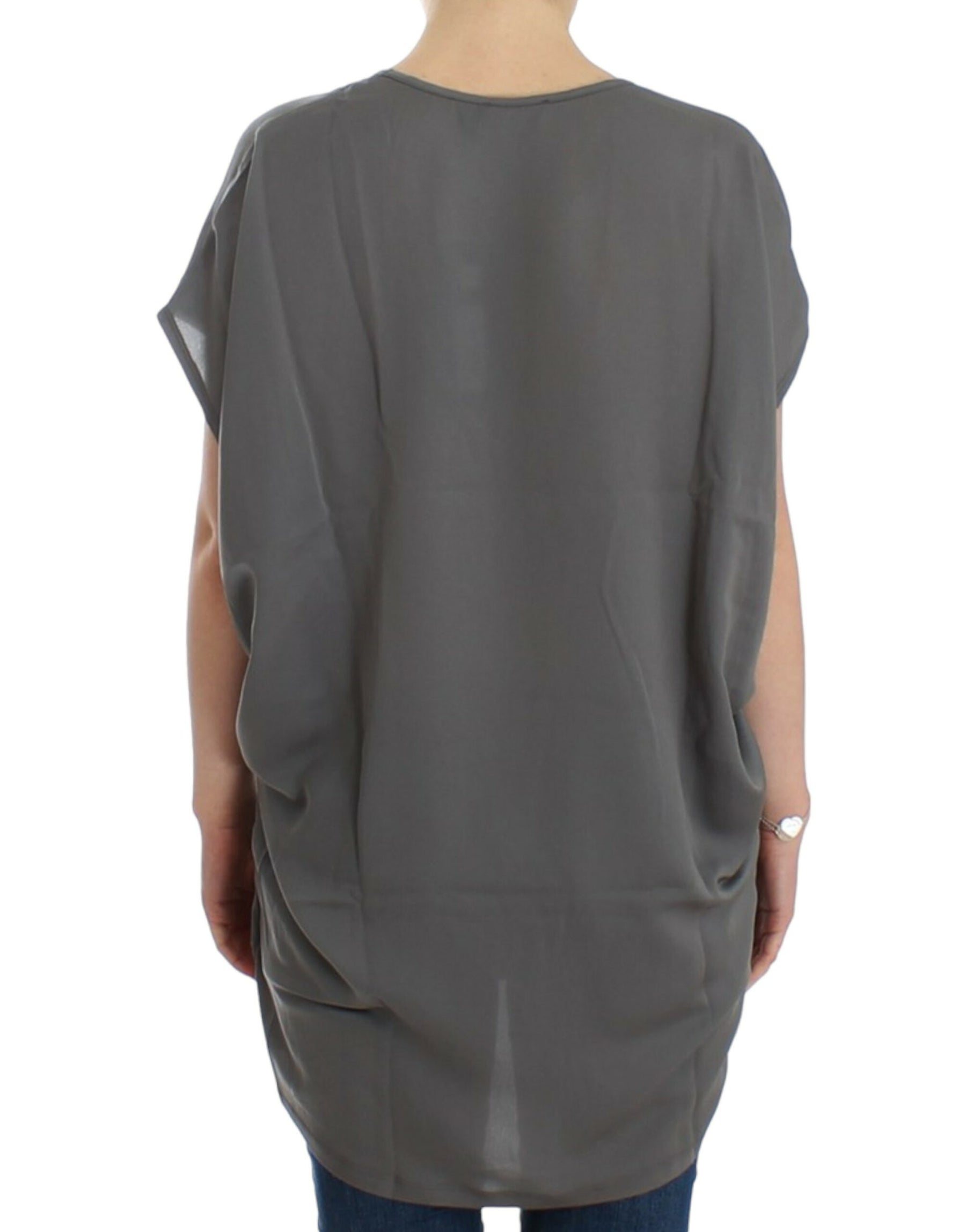 Costume National Gray V-neck long t-shirt | Regal Royce
