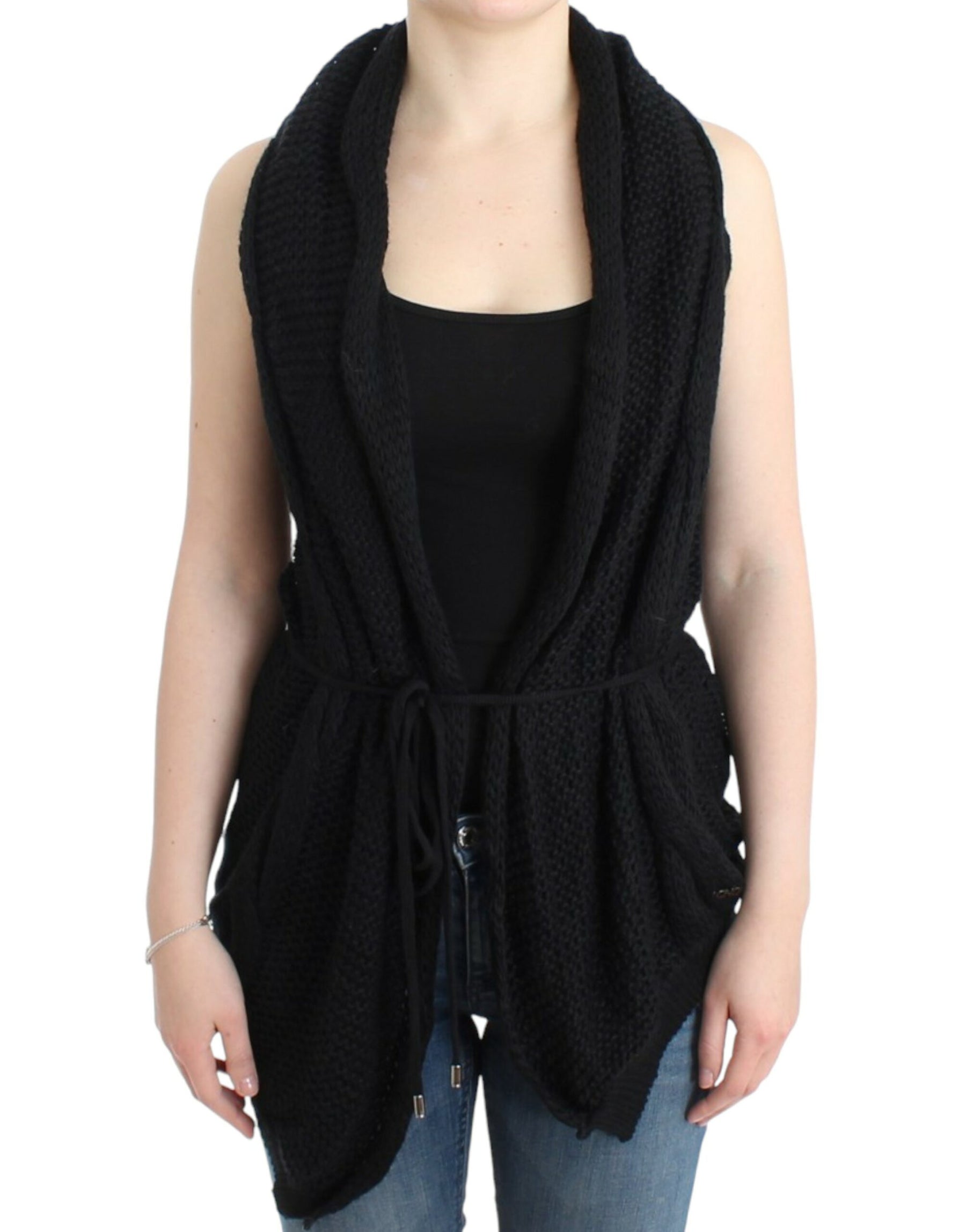Costume National Black sleeveless knitted cardigan | Regal Royce