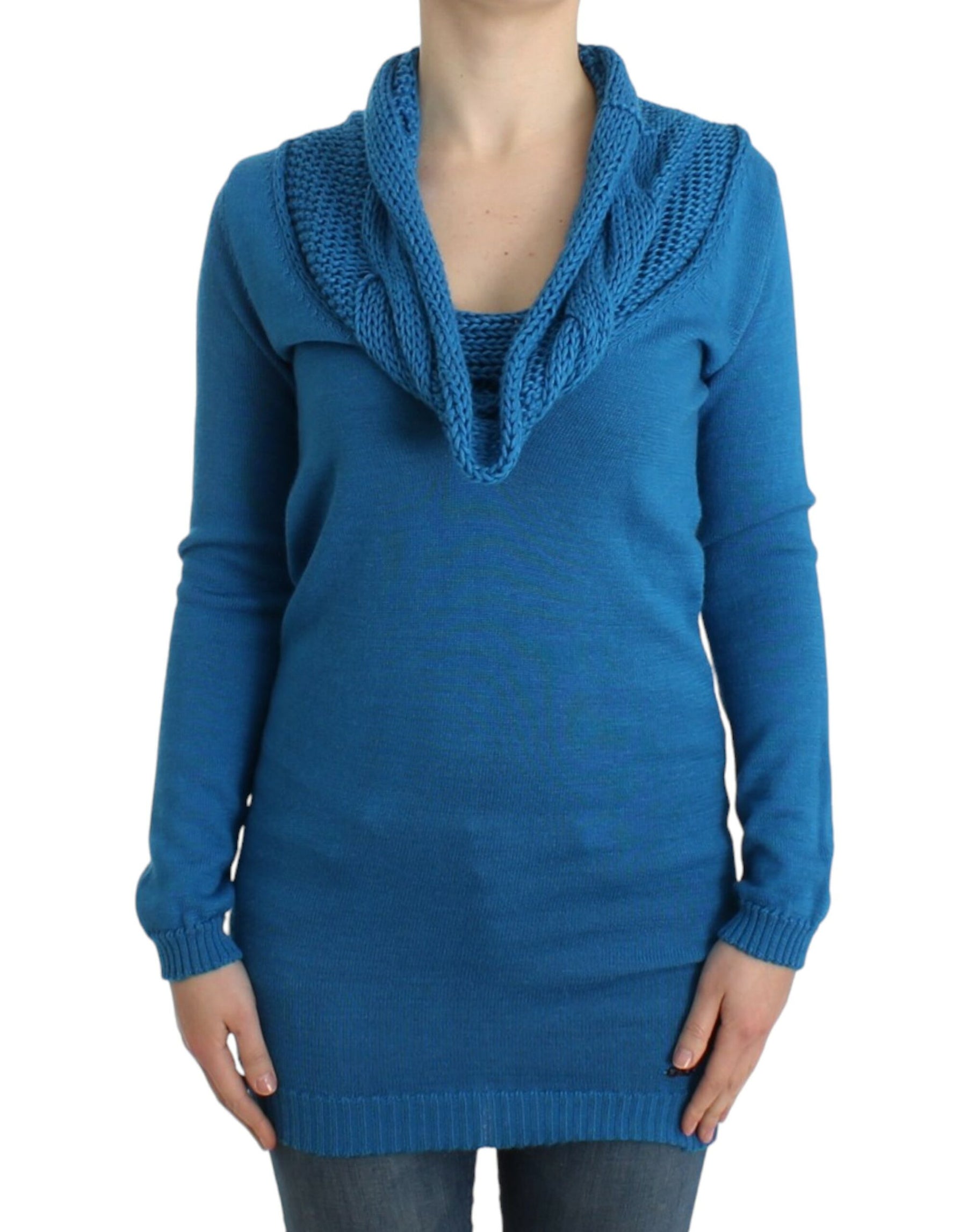 Costume National Blue knitted scoopneck sweater | Regal Royce