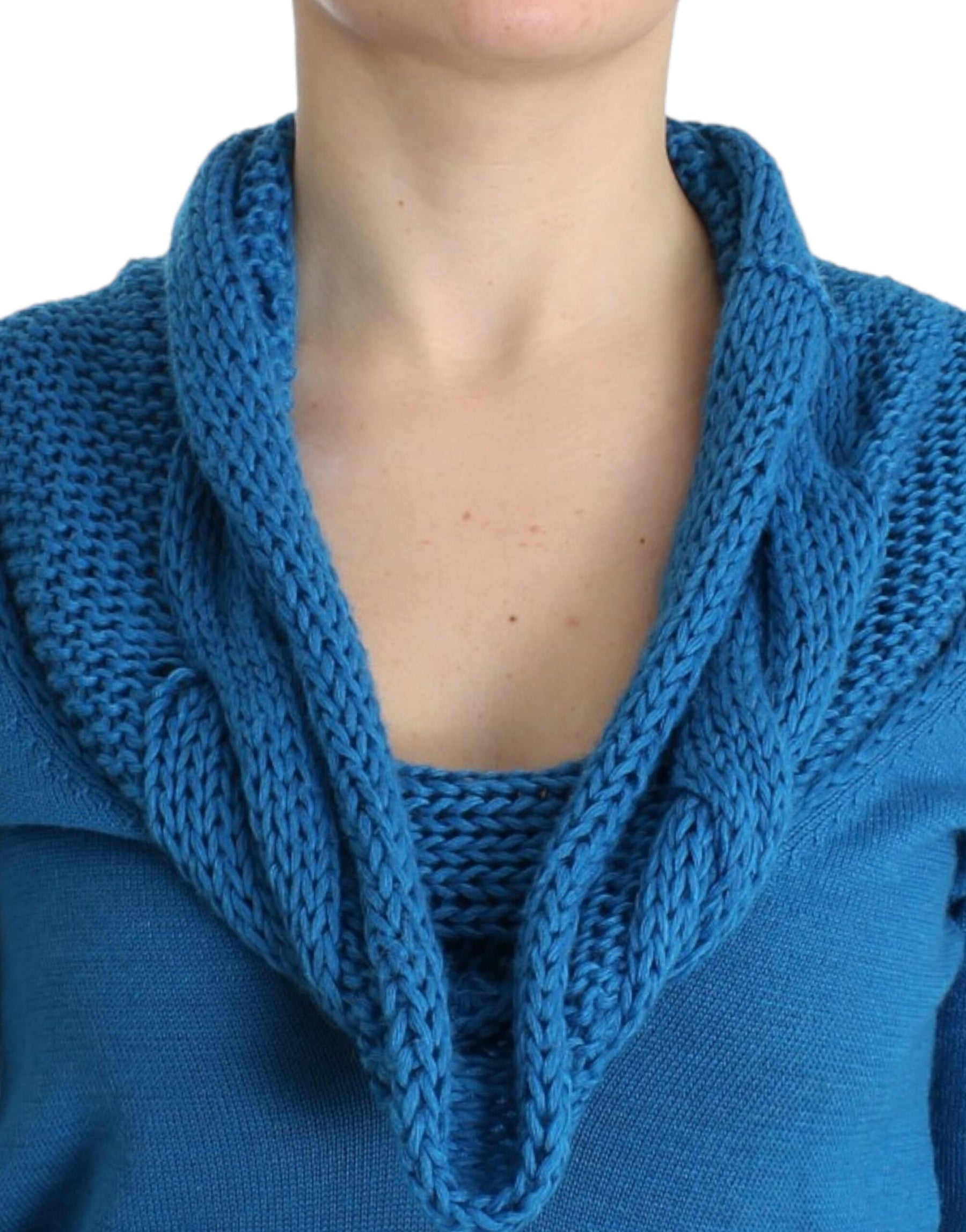 Costume National Blue knitted scoopneck sweater | Regal Royce