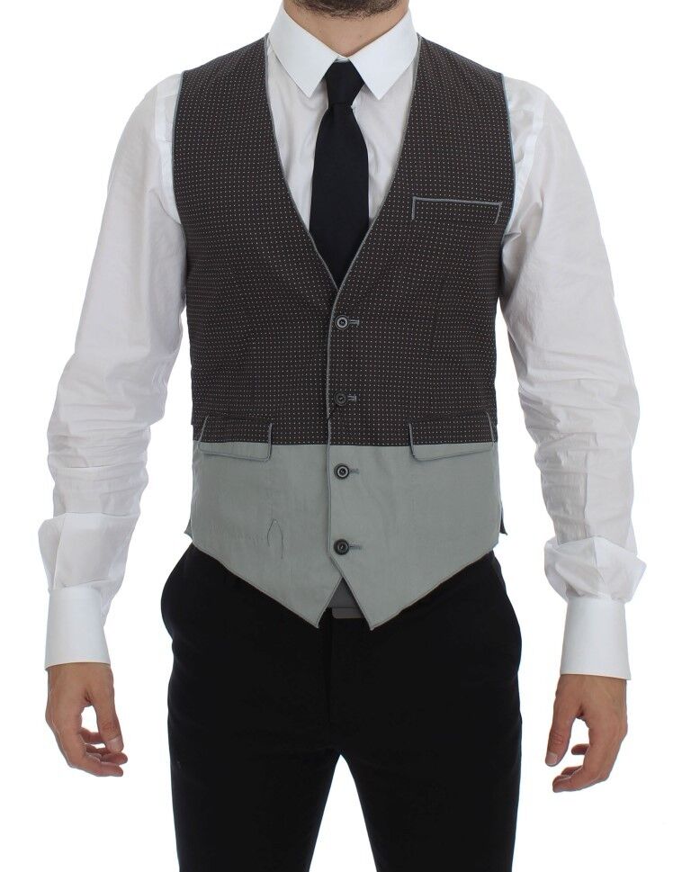 Dolce & Gabbana Gray Polka Dot Dress Vest Gilet Weste | Regal Royce