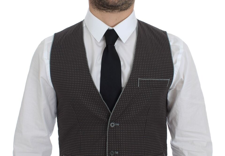 Dolce & Gabbana Gray Polka Dot Dress Vest Gilet Weste | Regal Royce