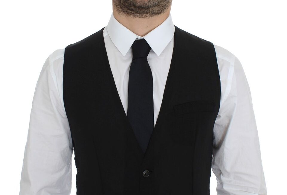 Dolce & Gabbana Black Wool Formal Dress Vest Gilet Jacket | Regal Royce