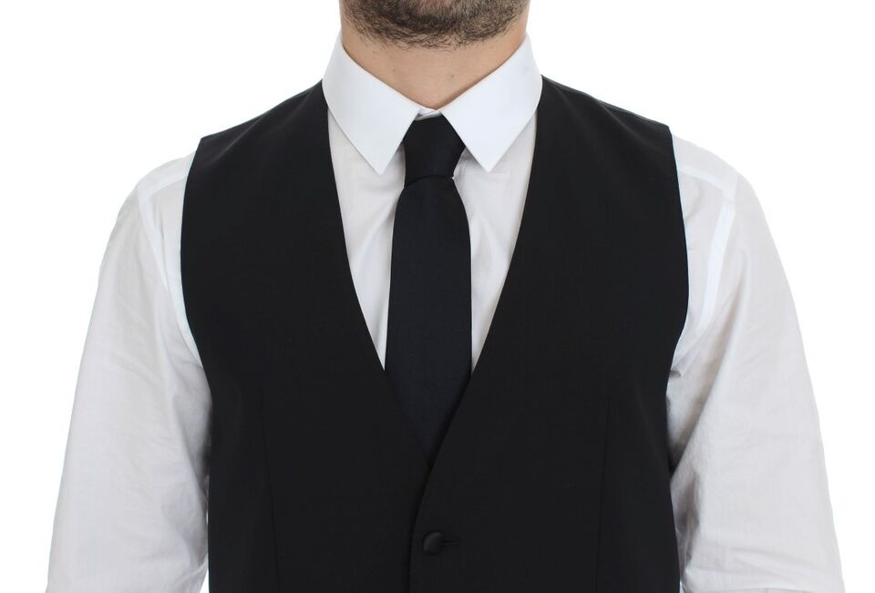 Dolce & Gabbana Black Wool Silk Stretch Dress Vest Blazer | Regal Royce