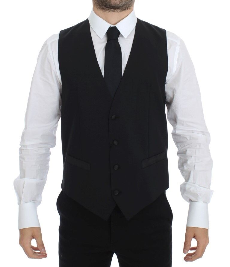 Dolce & Gabbana Black Wool Silk Stretch Dress Vest Blazer | Regal Royce