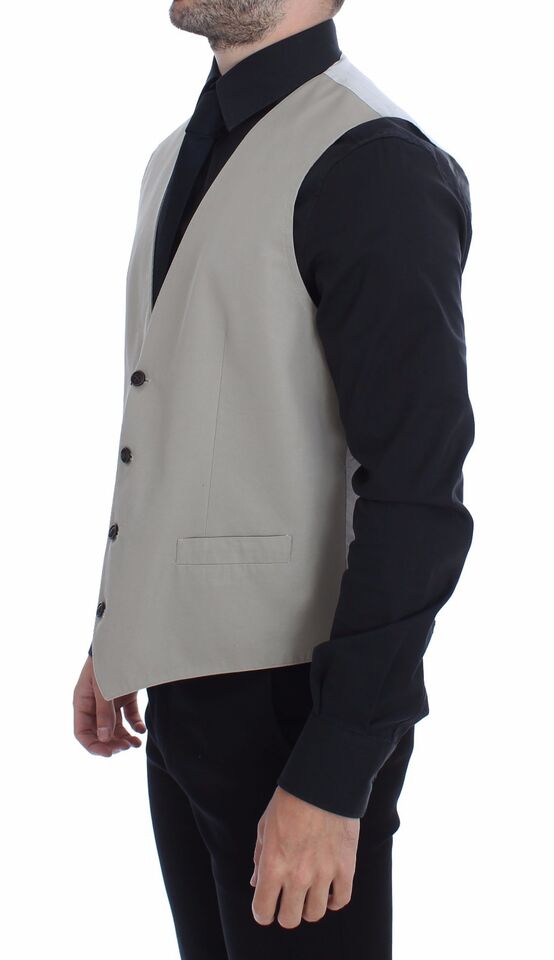 Dolce & Gabbana Beige Cotton Silk Blend Dress Vest Blazer | Regal Royce
