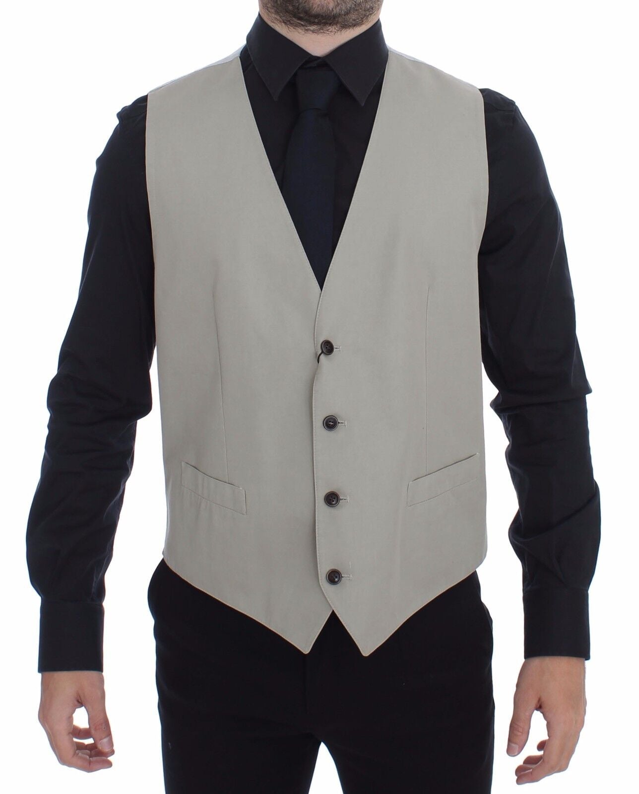 Dolce & Gabbana Beige Cotton Silk Blend Dress Vest Blazer | Regal Royce