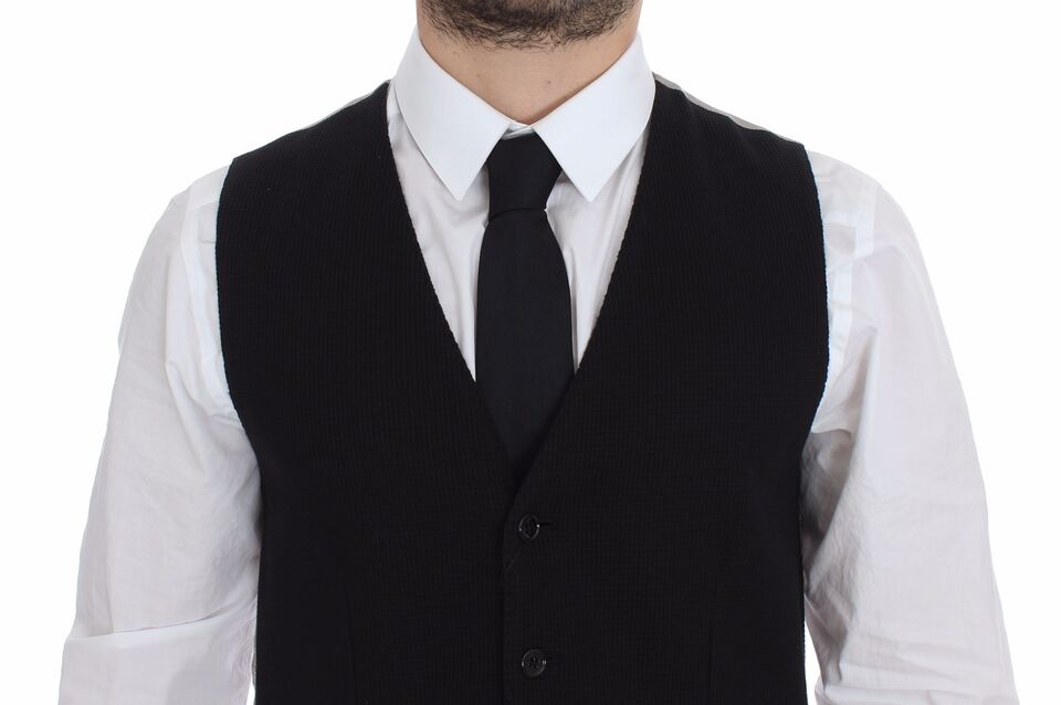 Dolce & Gabbana Black Cotton Dress Vest Blazer Jacket | Regal Royce