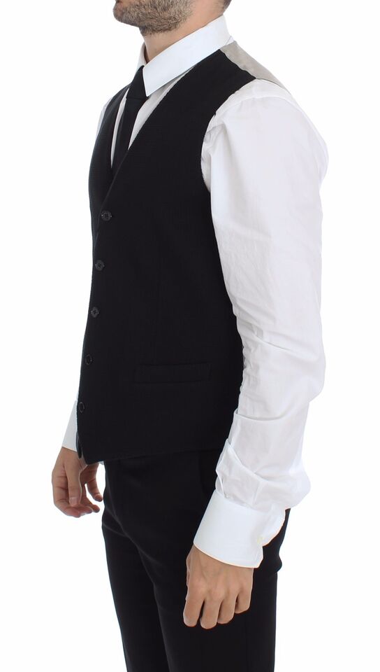 Dolce & Gabbana Black Cotton Dress Vest Blazer Jacket | Regal Royce