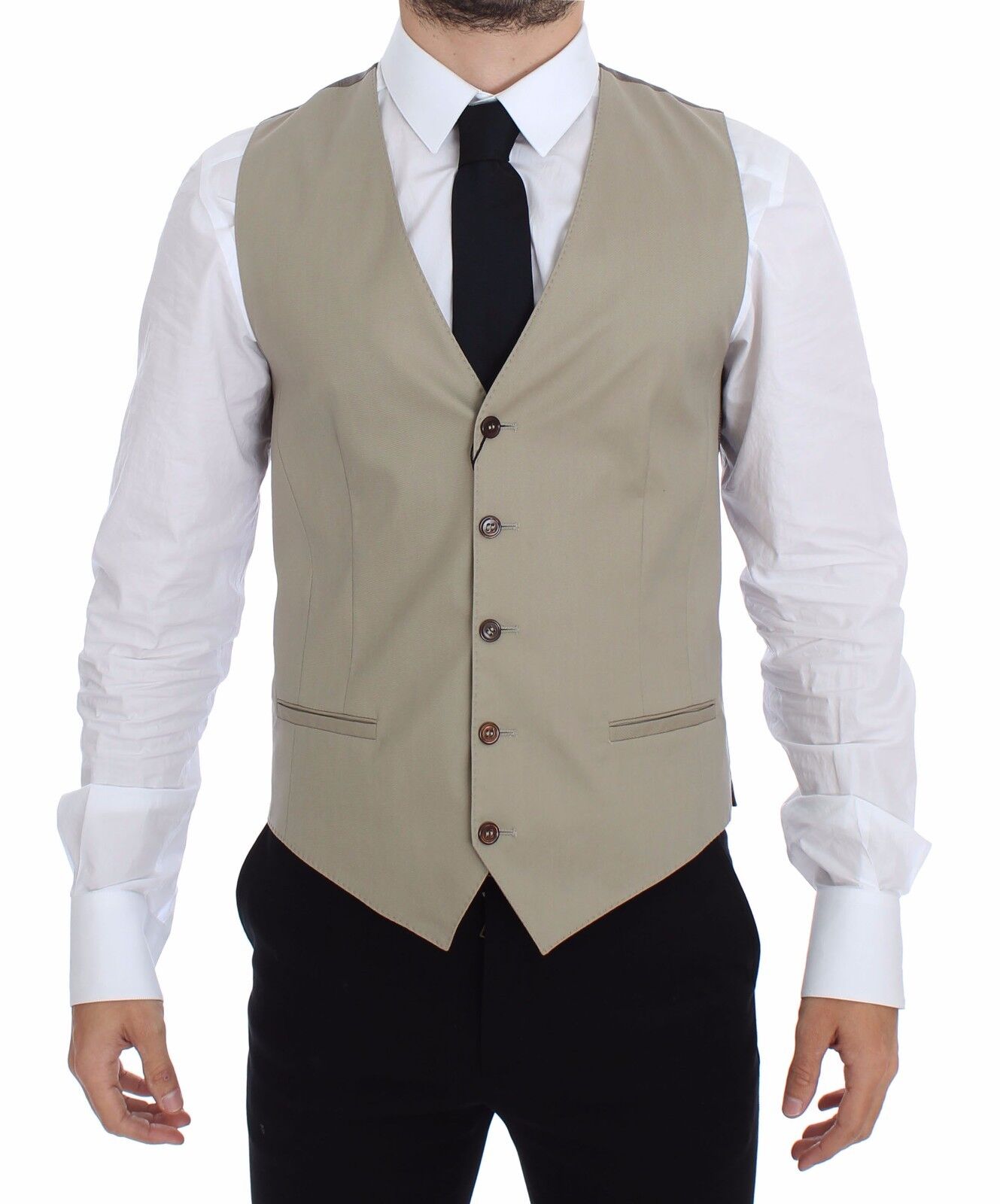 Dolce & Gabbana Beige Cotton Dress Vest Blazer Jacket | Regal Royce