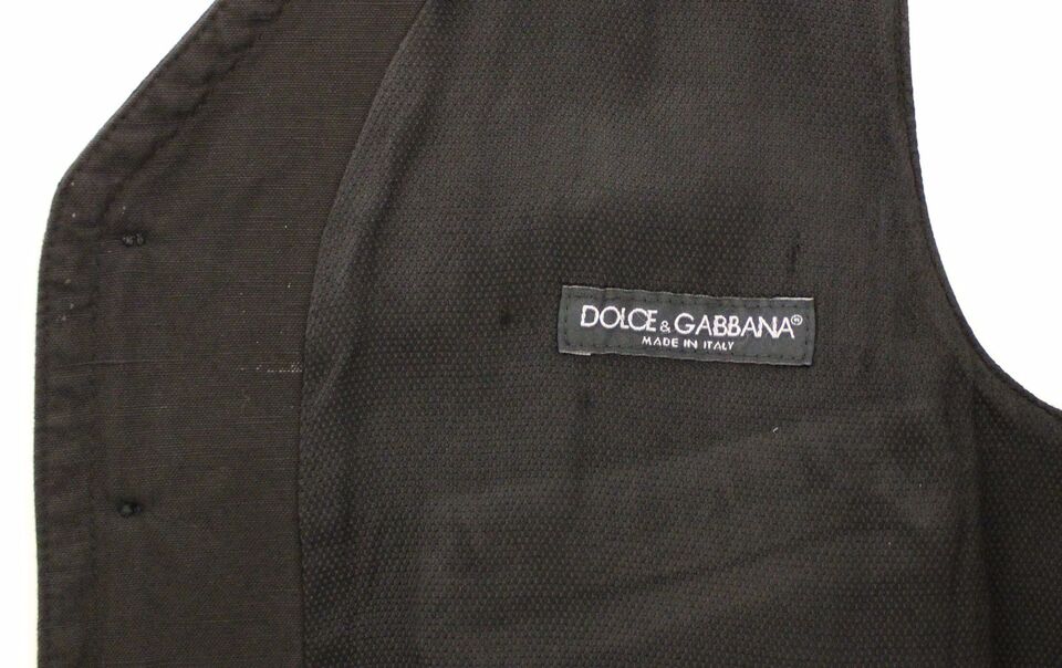 Dolce & Gabbana Black Flax Cotton Dress Vest Blazer | Regal Royce