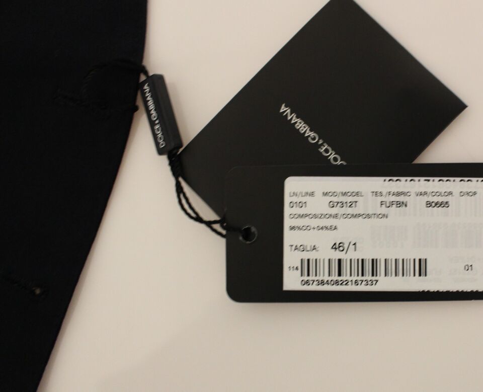 Dolce & Gabbana Blue Cotton Stretch Dress Vest Blazer | Regal Royce