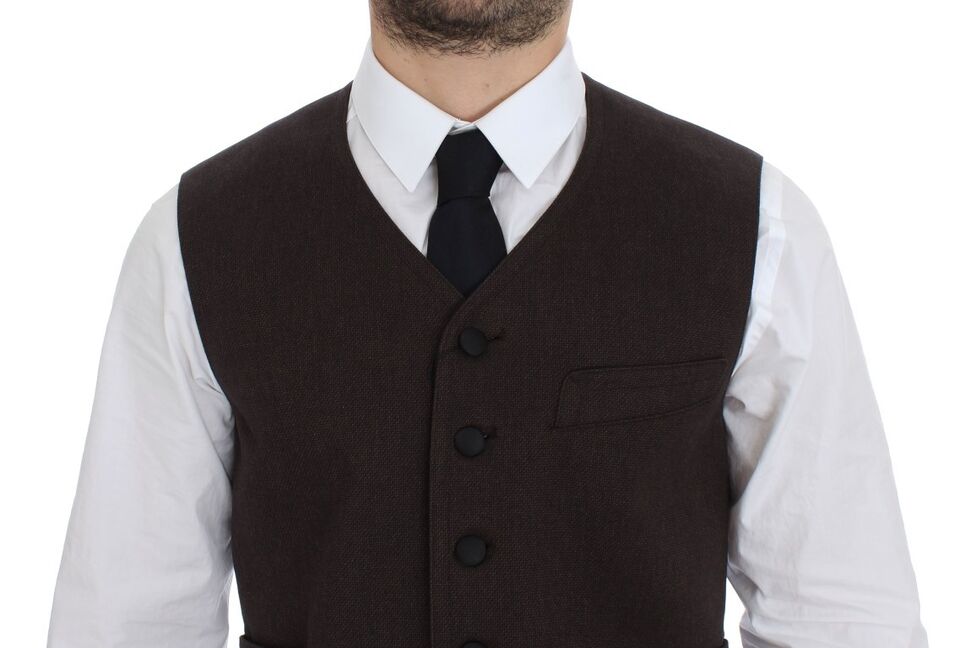 Dolce & Gabbana Brown Cotton Blend Dress Vest Gilet | Regal Royce